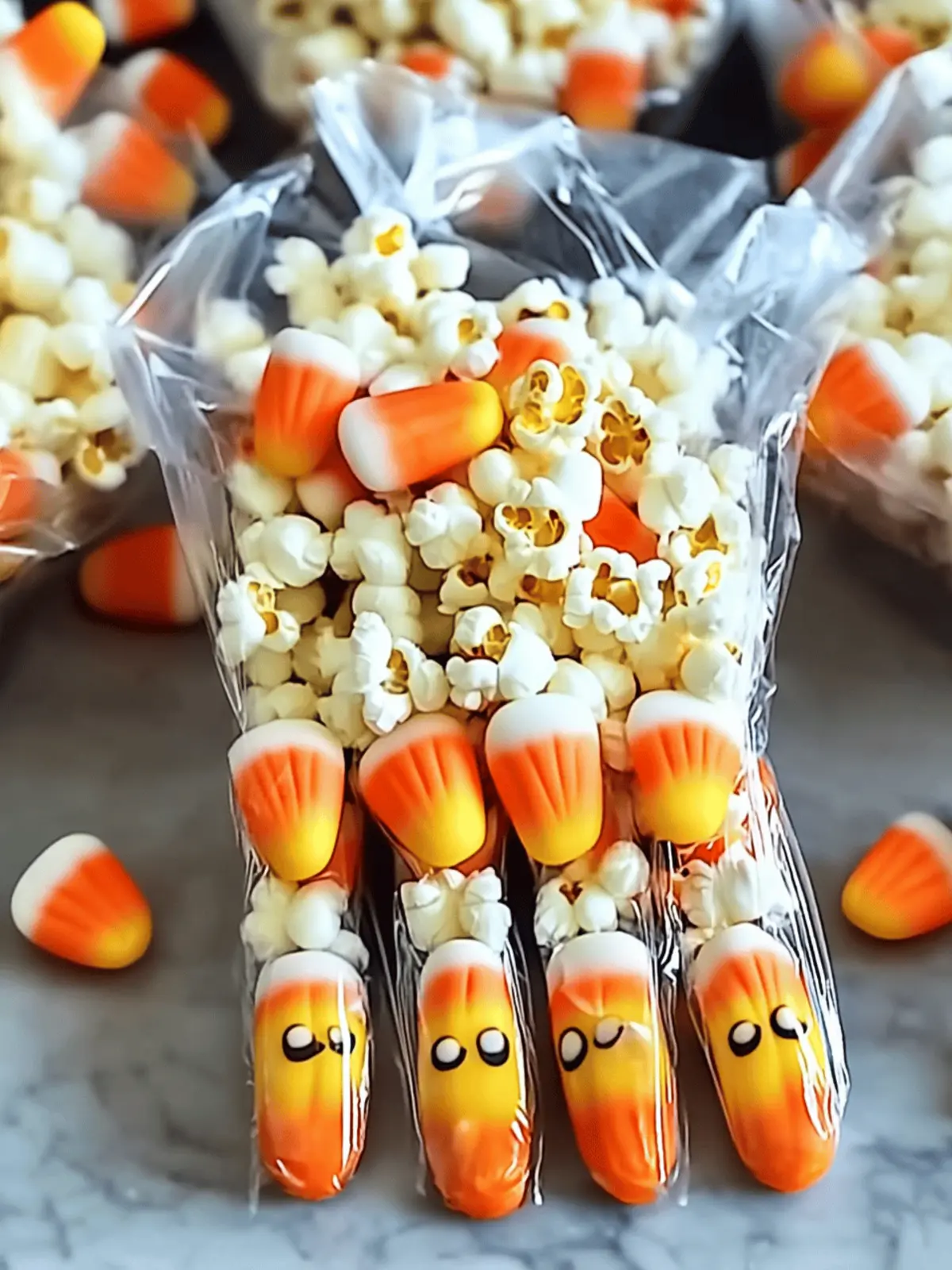 Spooky Candy Corn Popcorn Hands