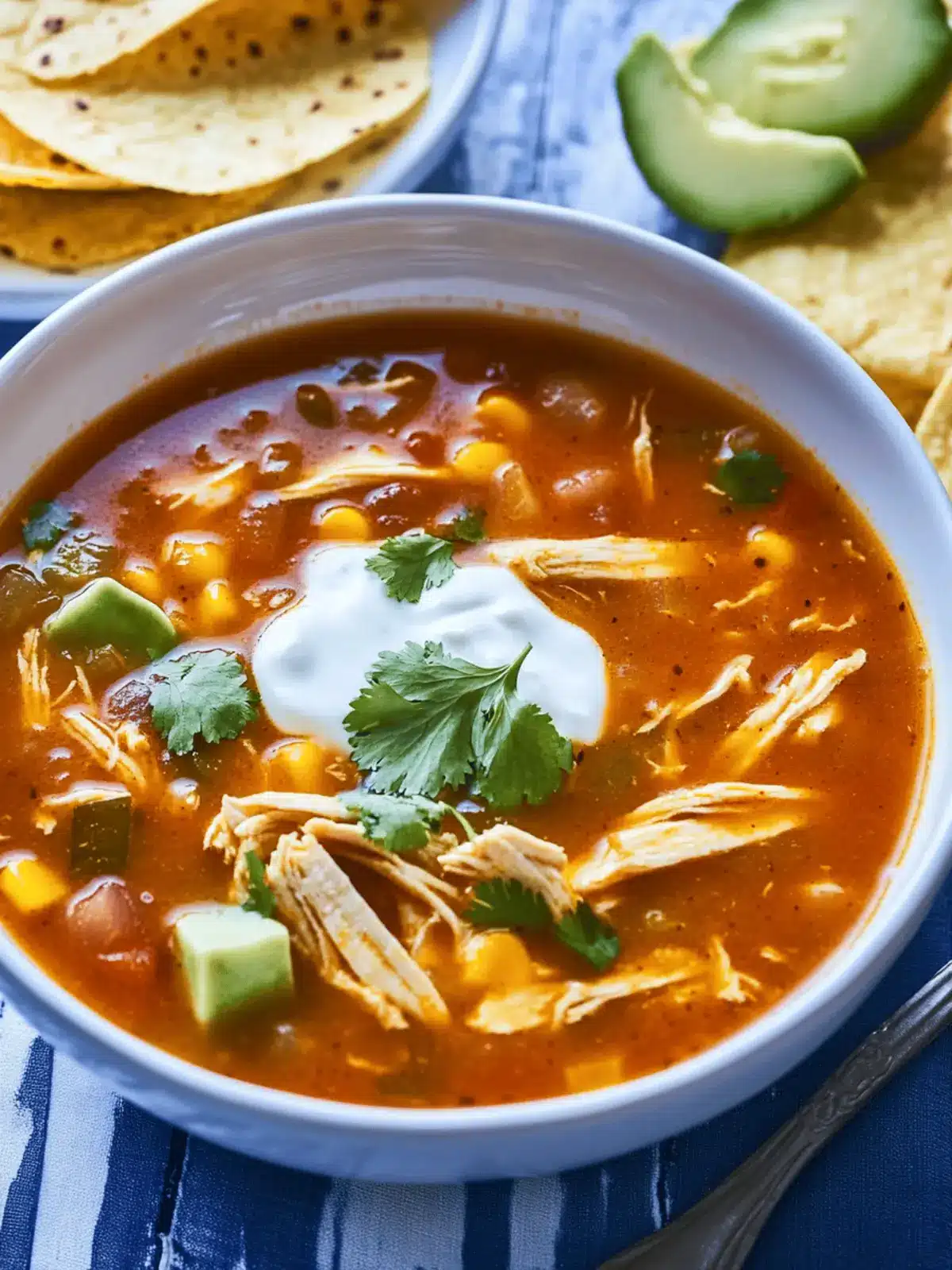 Flavorful Chicken Tortilla Soup with a Spicy Kick