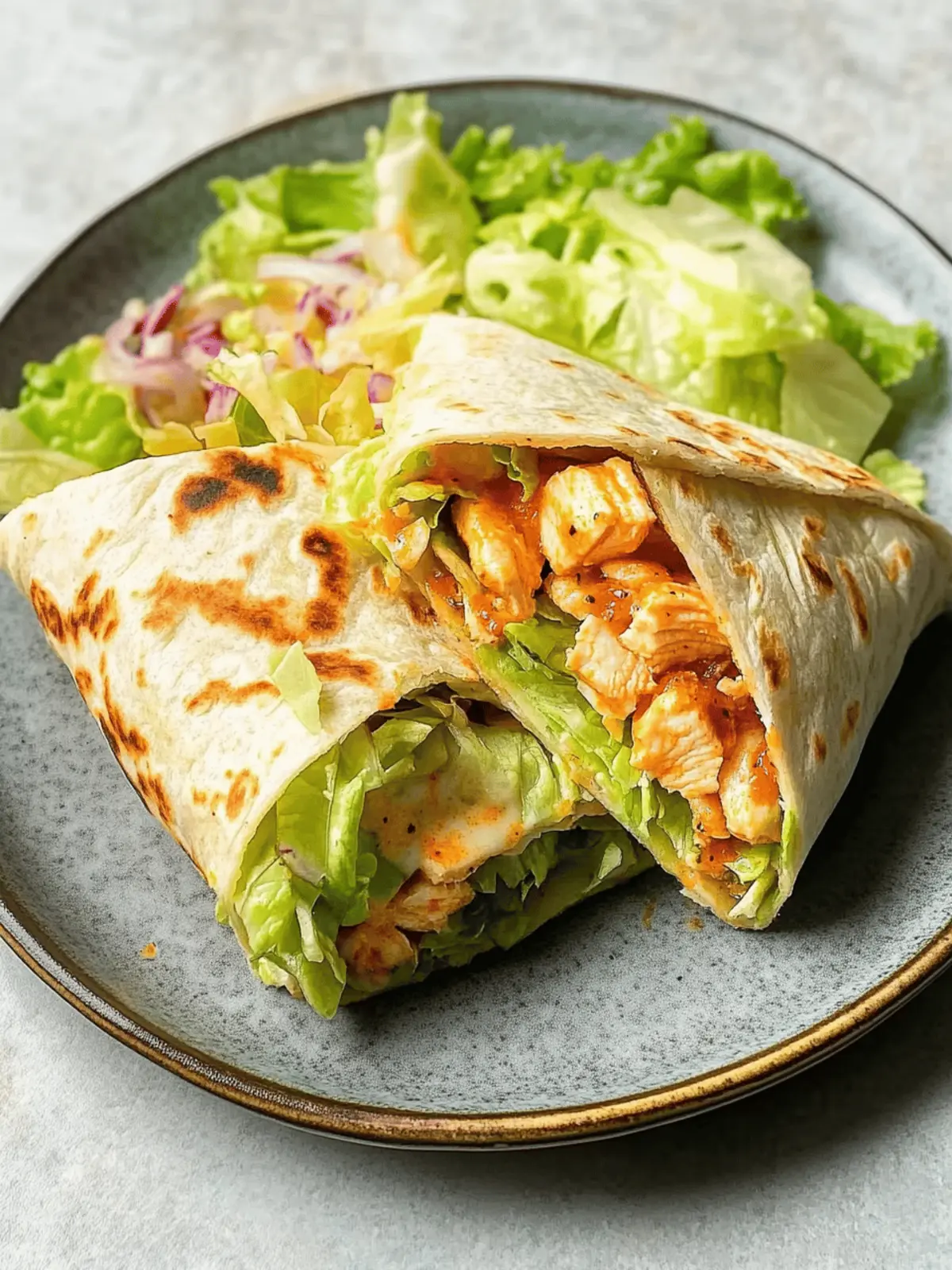 Healthier Buffalo Chicken Caesar Wraps