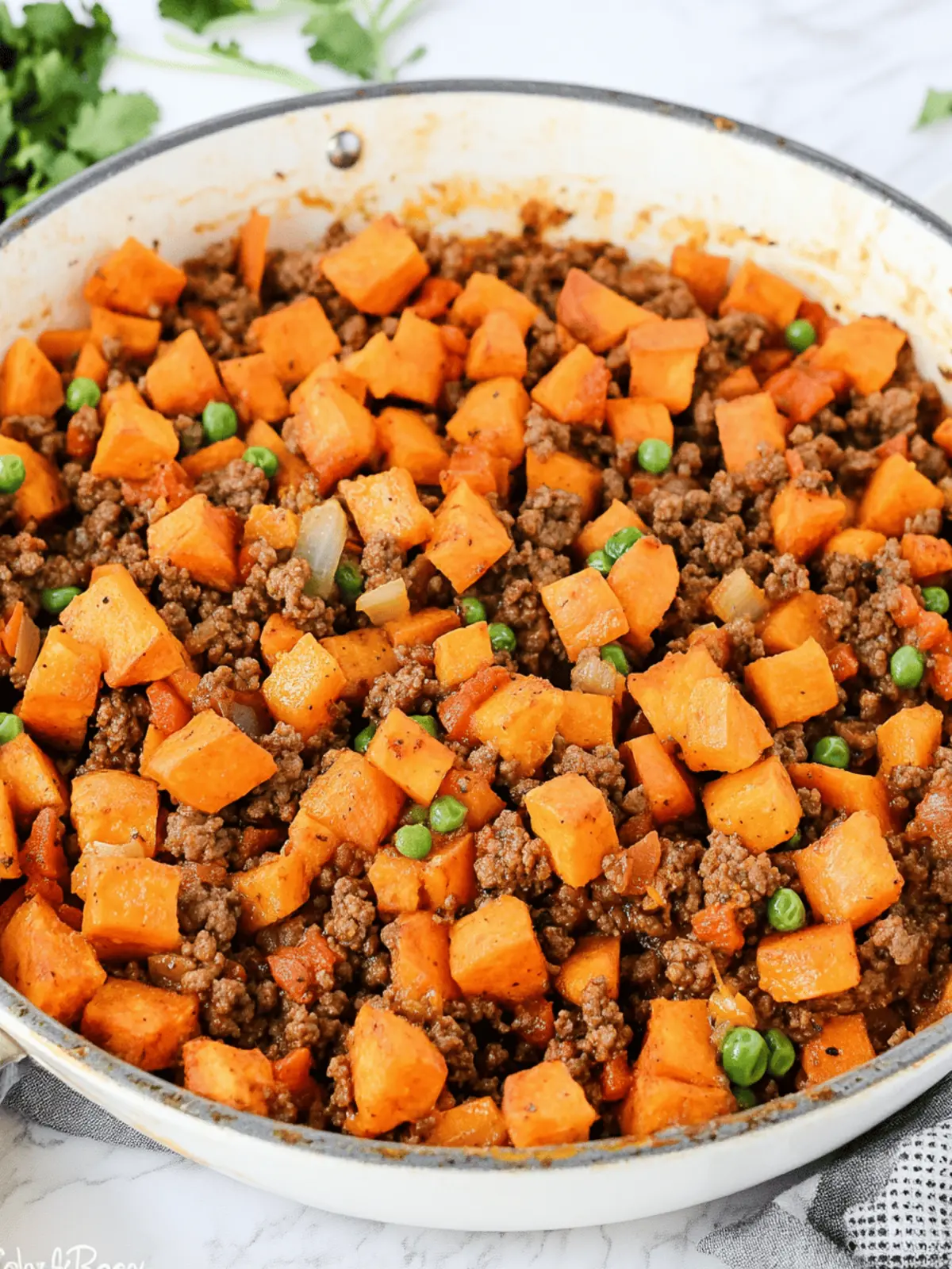One Pan Ground Beef & Sweet Potato Hash