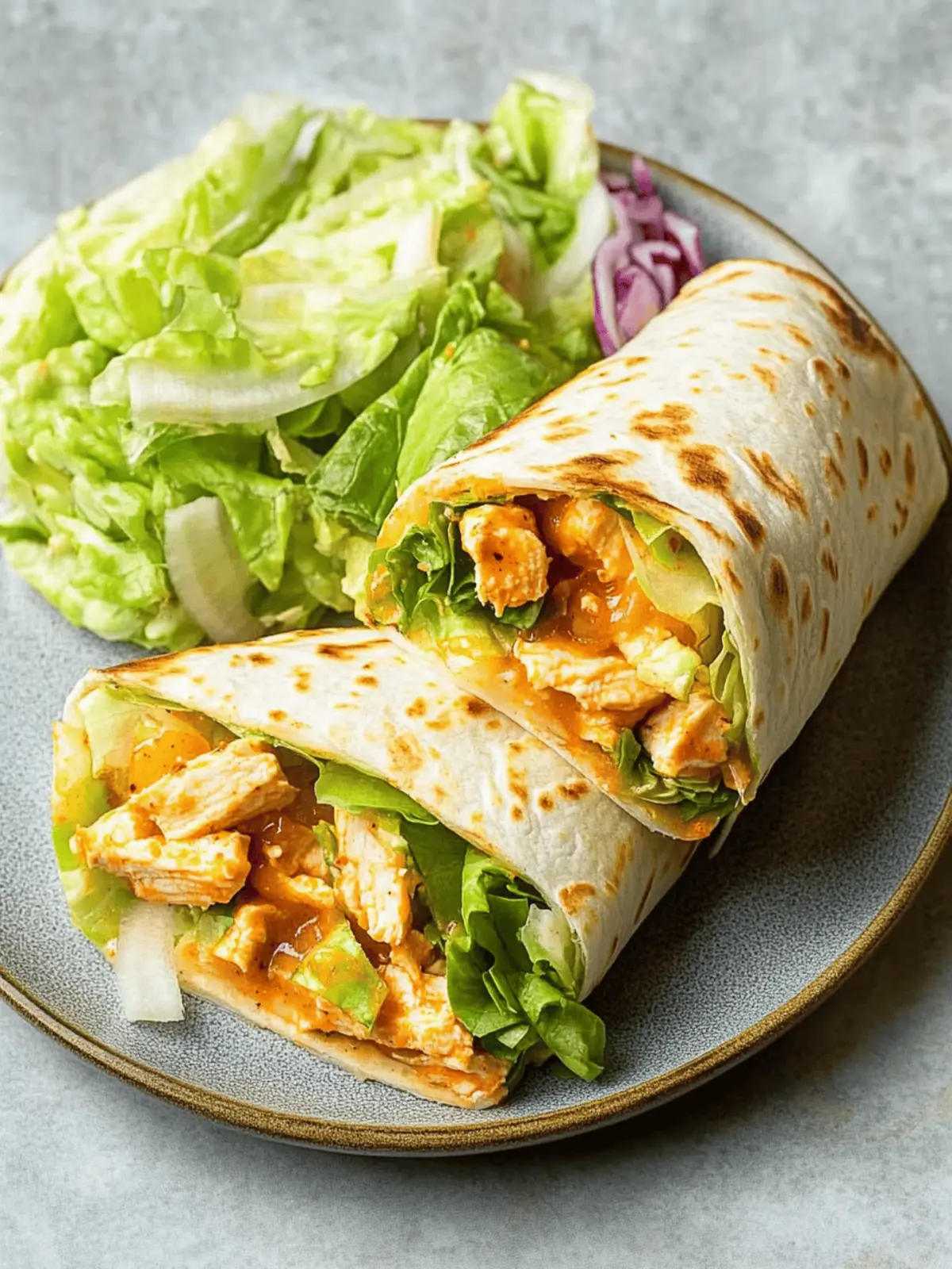 Healthier Buffalo Chicken Caesar Wraps