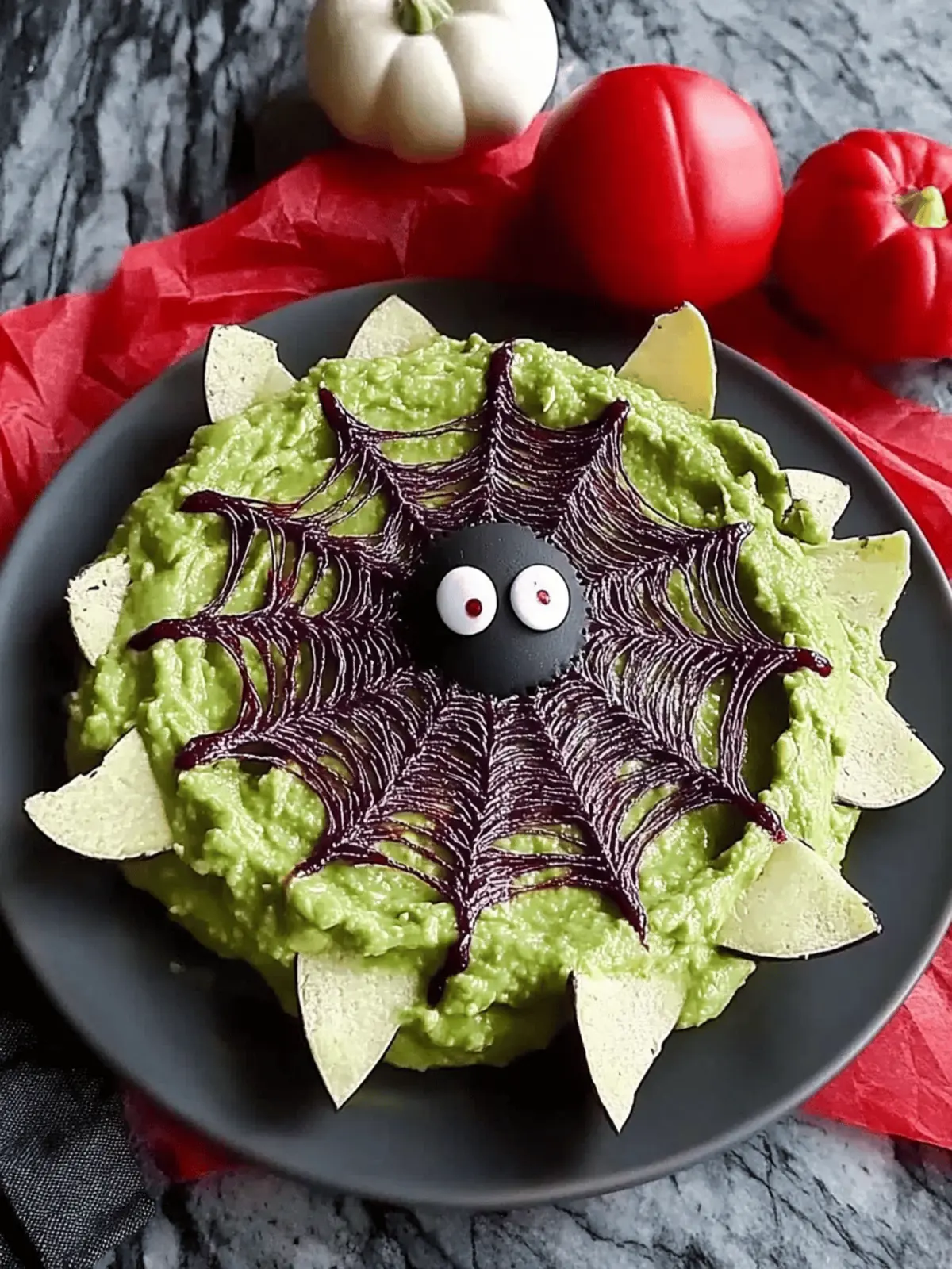 Spooky Spider Web Guacamole Dip