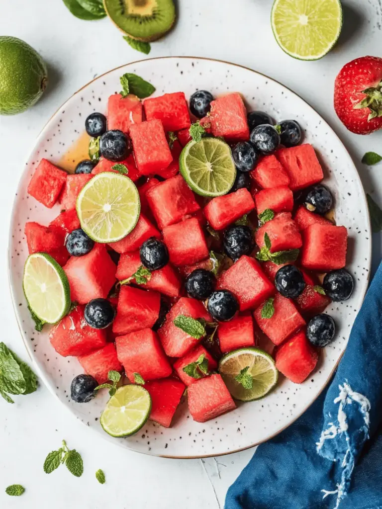 Watermelon Fruit Salad with Honey Lime Dressing