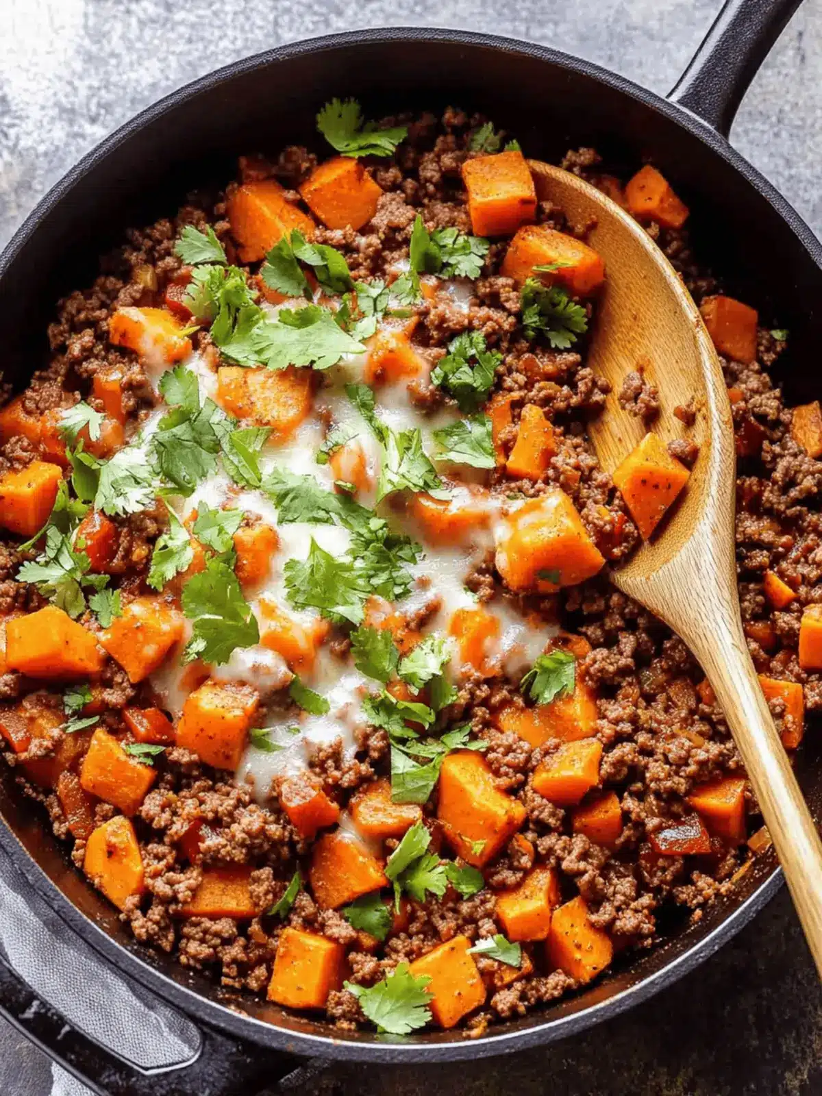 Southwest Ground Beef and Sweet Potato Skillet