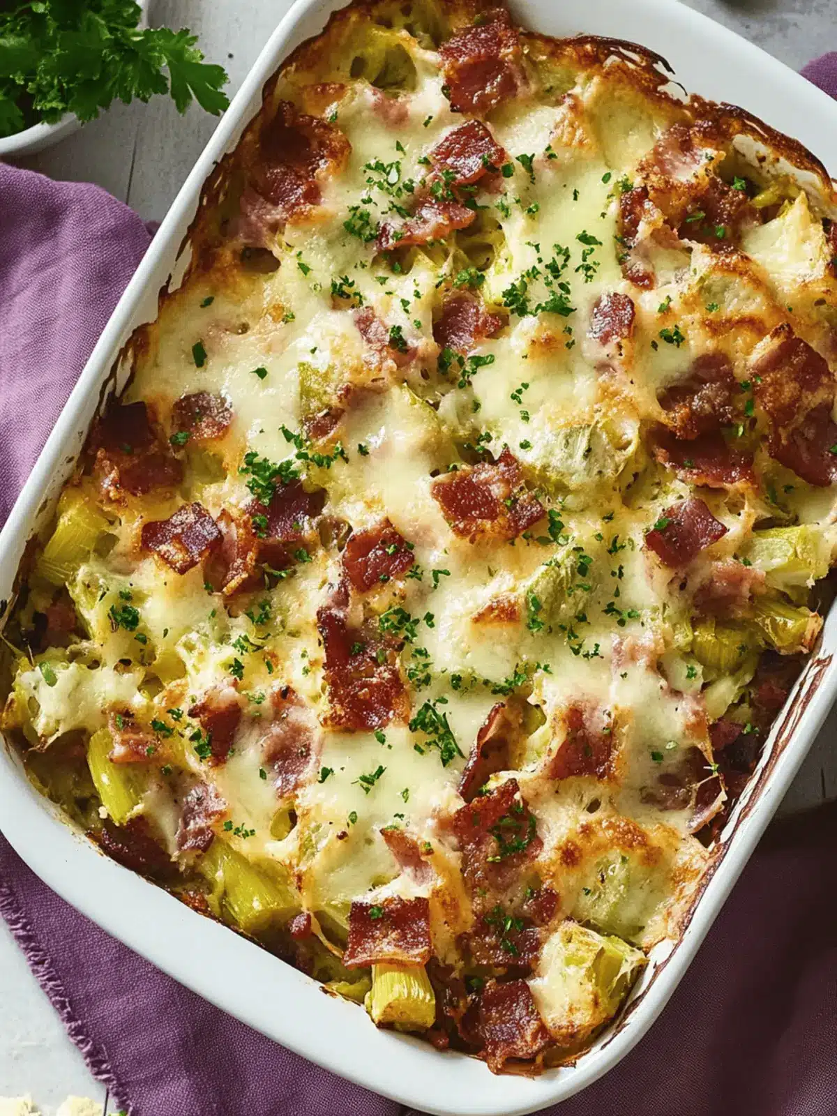 Make-Ahead Bacon & Leek Casserole