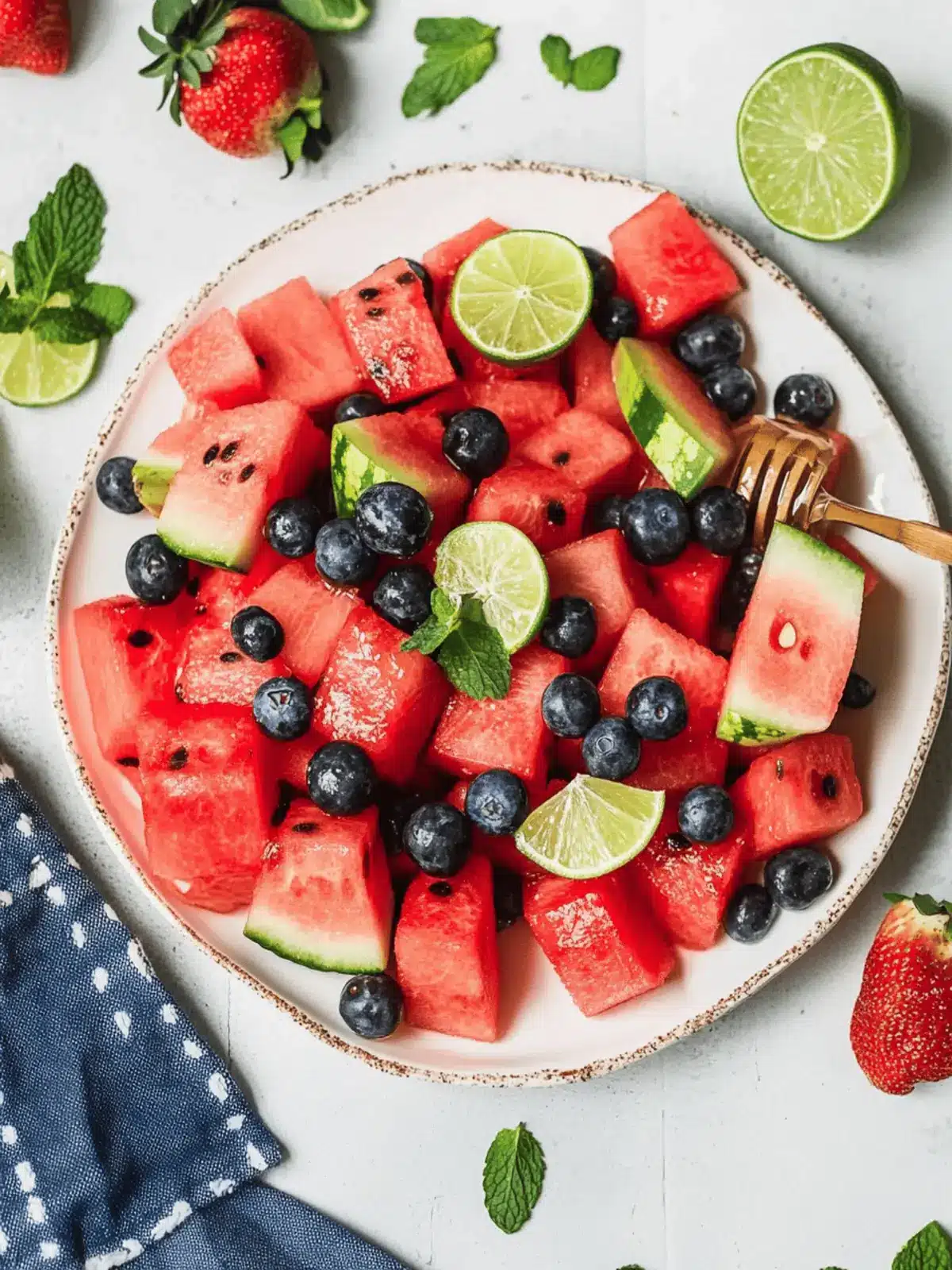 Watermelon Fruit Salad with Honey Lime Dressing