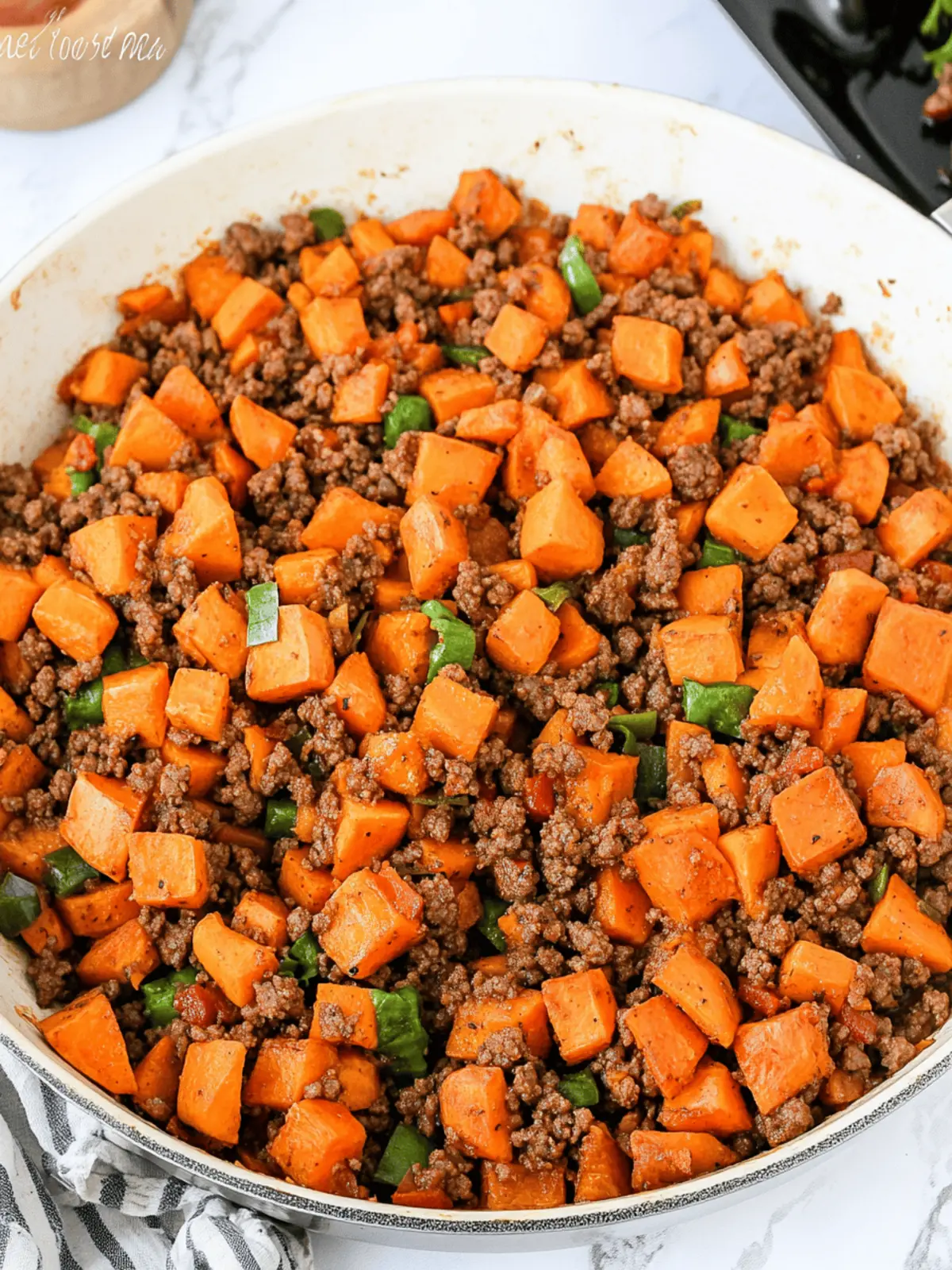 One Pan Ground Beef & Sweet Potato Hash