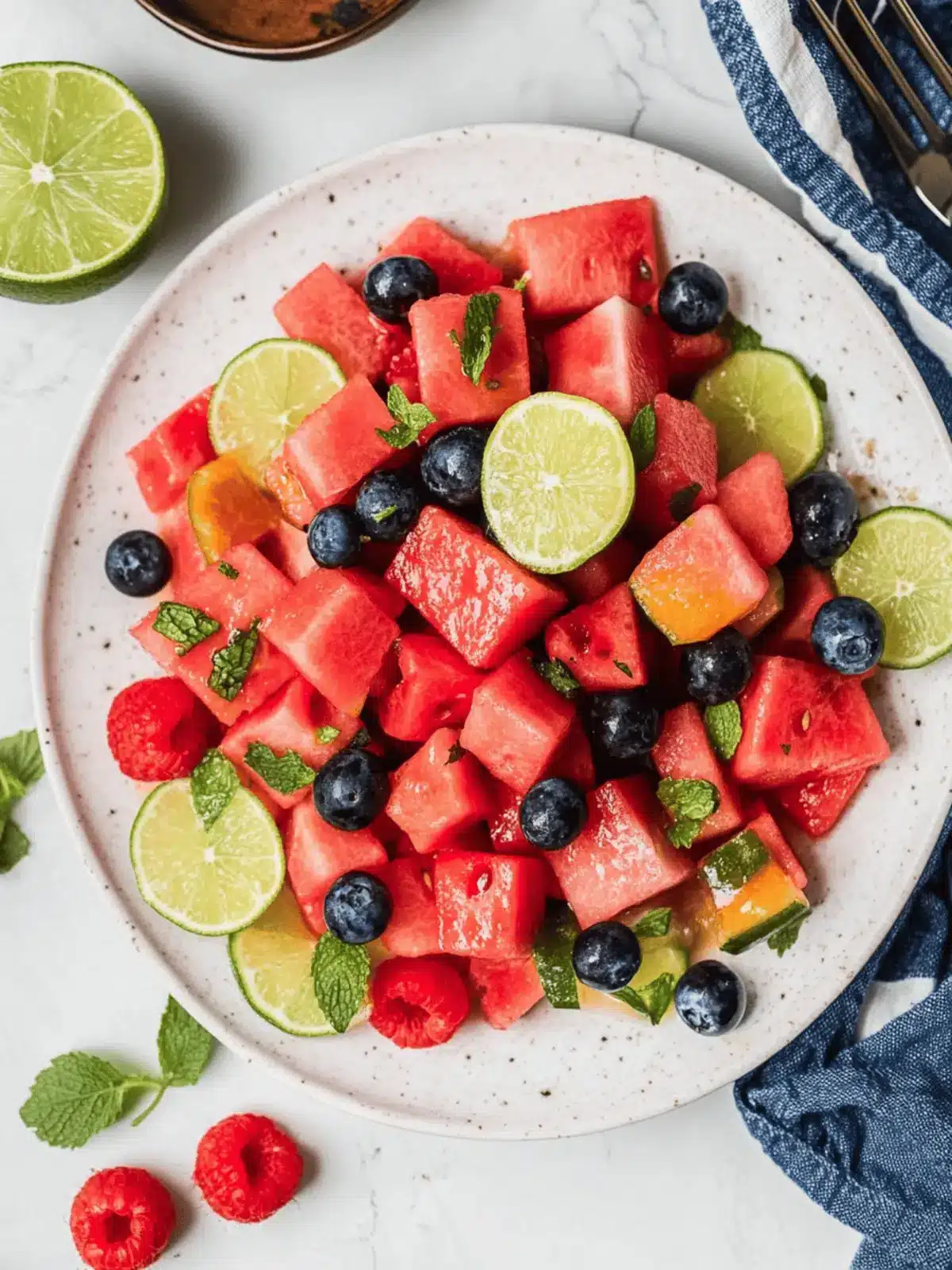 Watermelon Fruit Salad with Honey Lime Dressing
