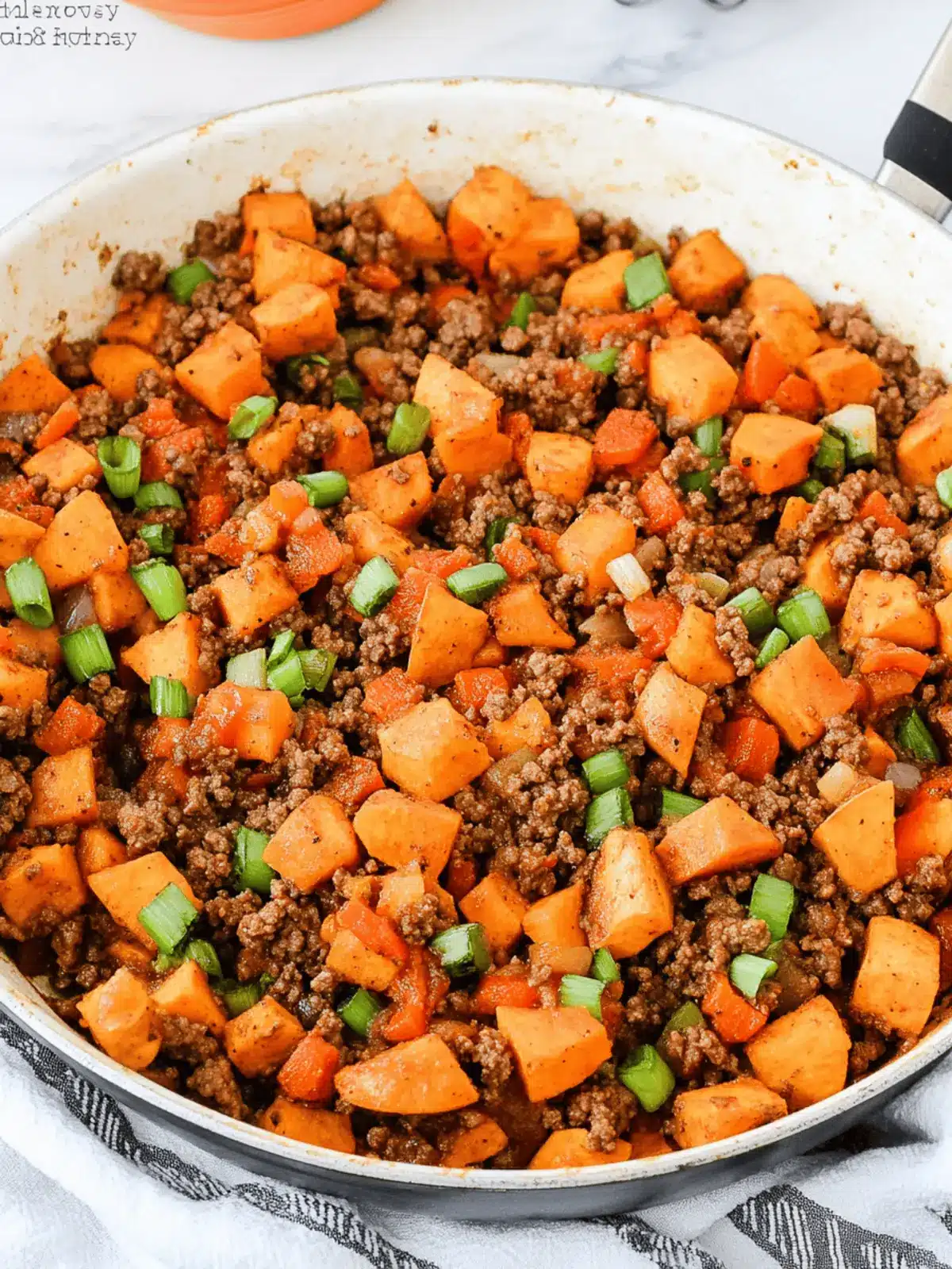One Pan Ground Beef & Sweet Potato Hash