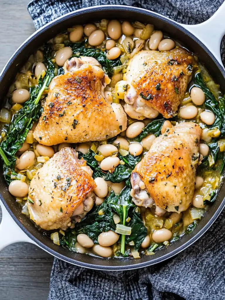 Chicken Thighs with White Beans and Greens