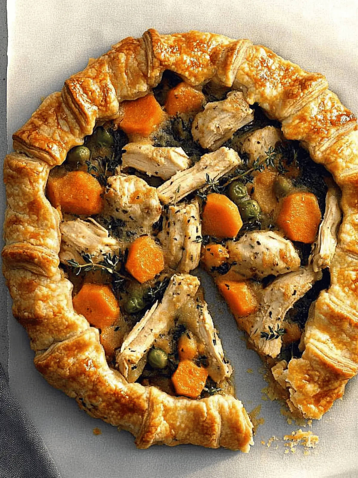 Chicken Potpie Galette with Cheddar-Thyme Crust