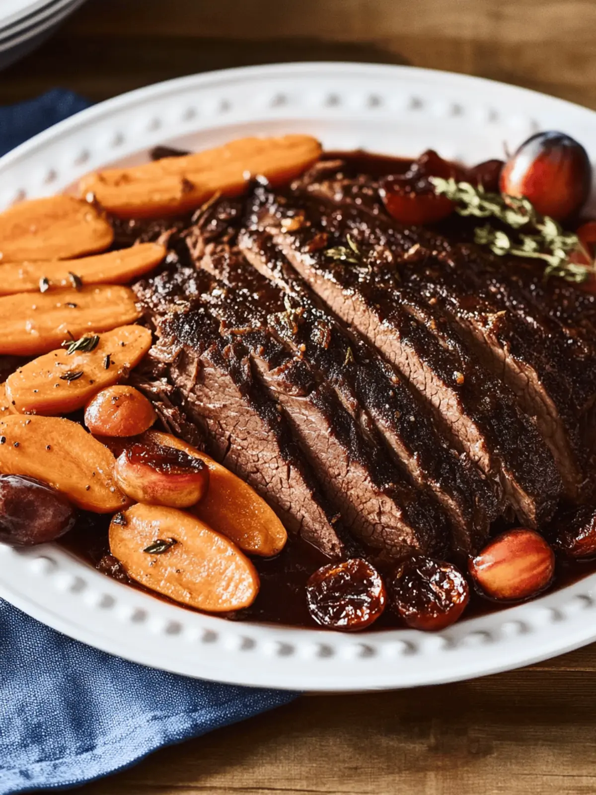 Beef Brisket with Savory Carrots & Dried Plums