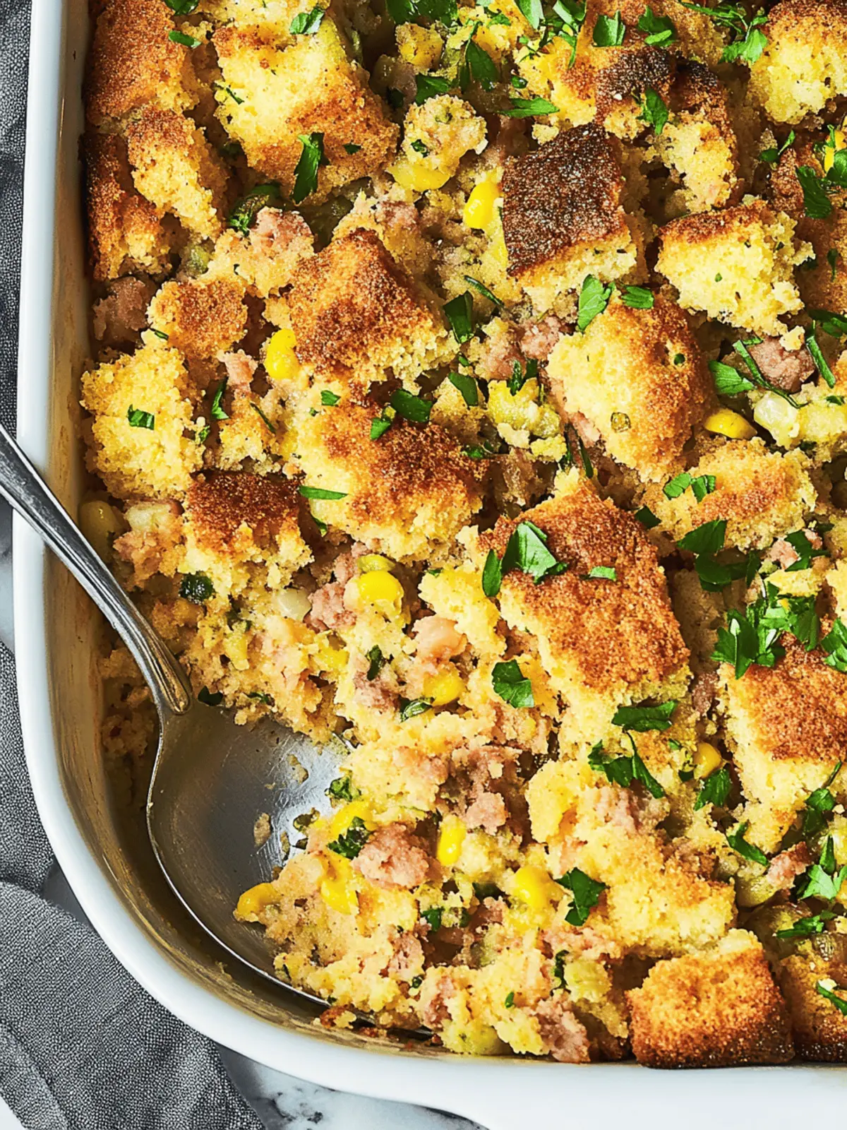 Savory Cornbread Dressing with Hearty Italian Sausage Magic 3 Cornbread Dressing