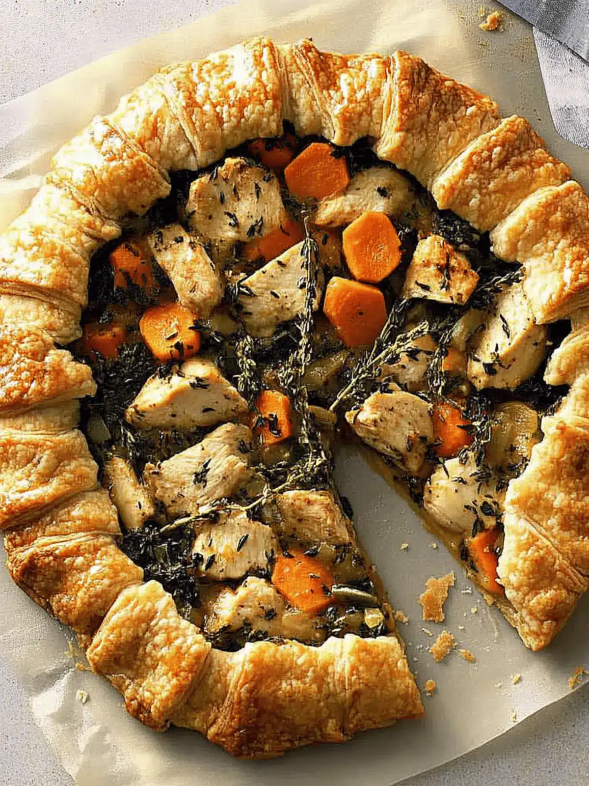 Chicken Potpie Galette with Cheddar-Thyme Crust