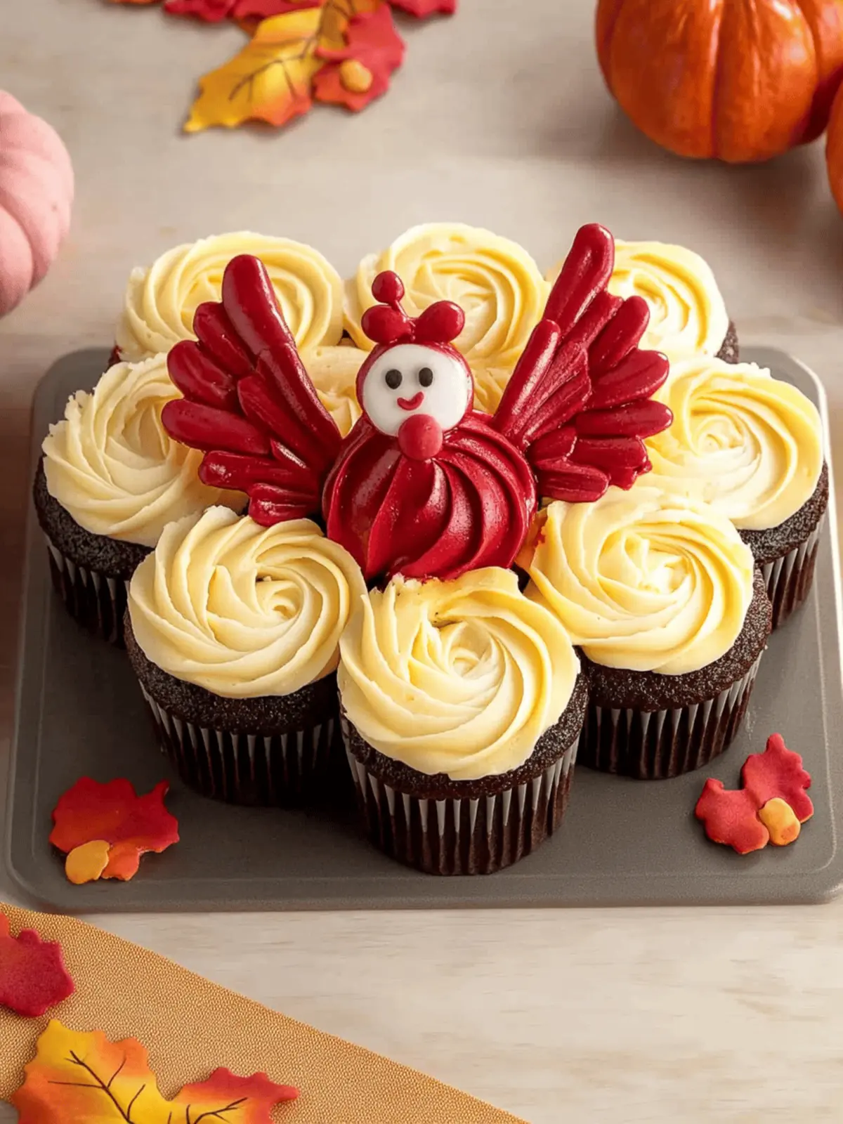 Turkey Pull-Apart Cupcakes Are an Adorable Thanksgiving Treat 2 Turkey Pull-Apart Cupcakes Are An Adorable Thanksgiving Dessert