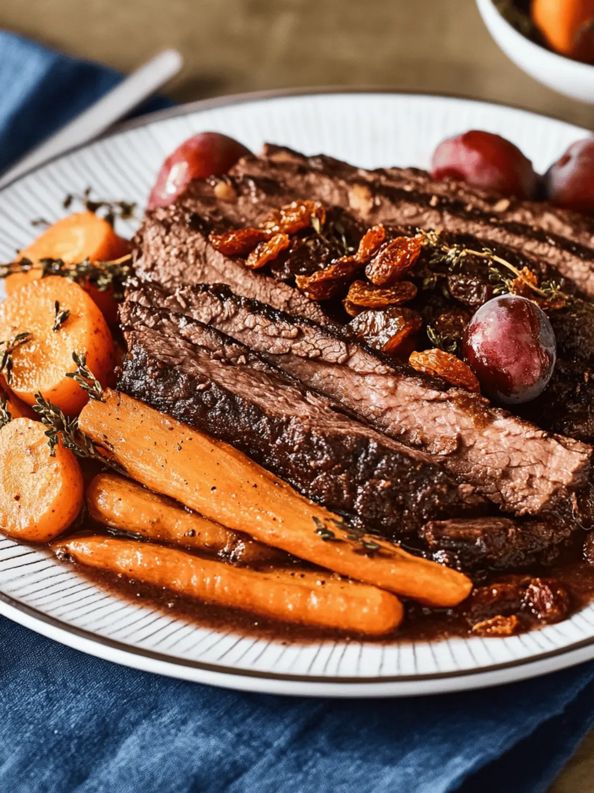 Beef Brisket with Savory Carrots & Dried Plums