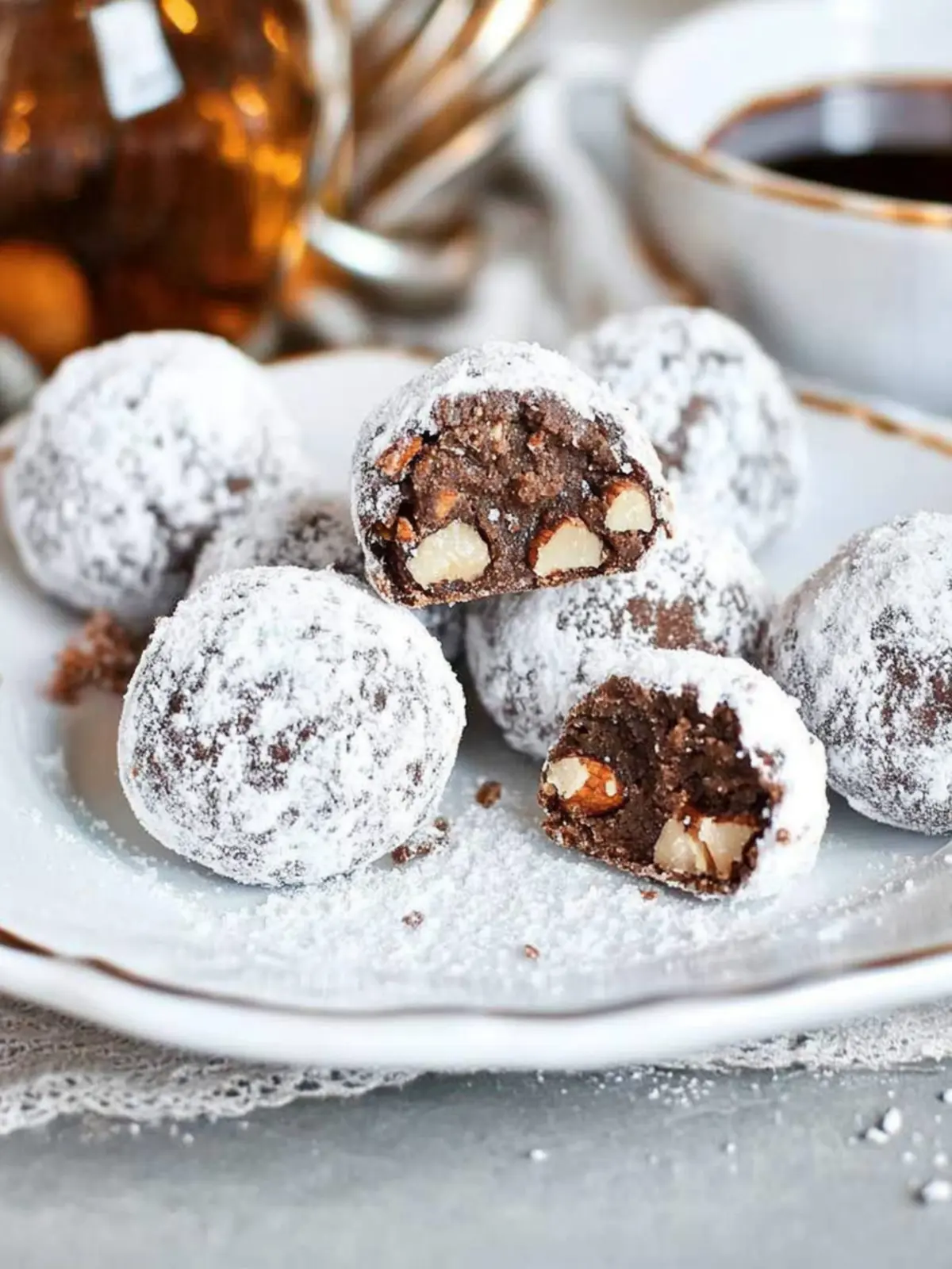Chocolate Hazelnut Snowball Cookies