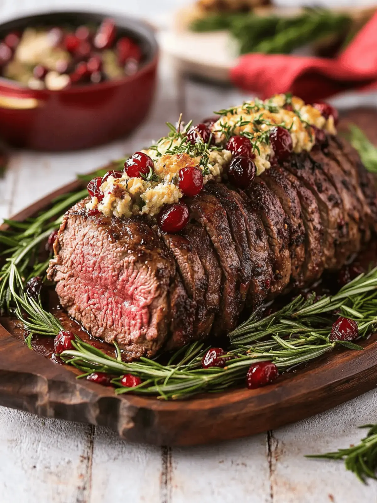 Cranberry Cream Cheese Stuffed Flank Steak