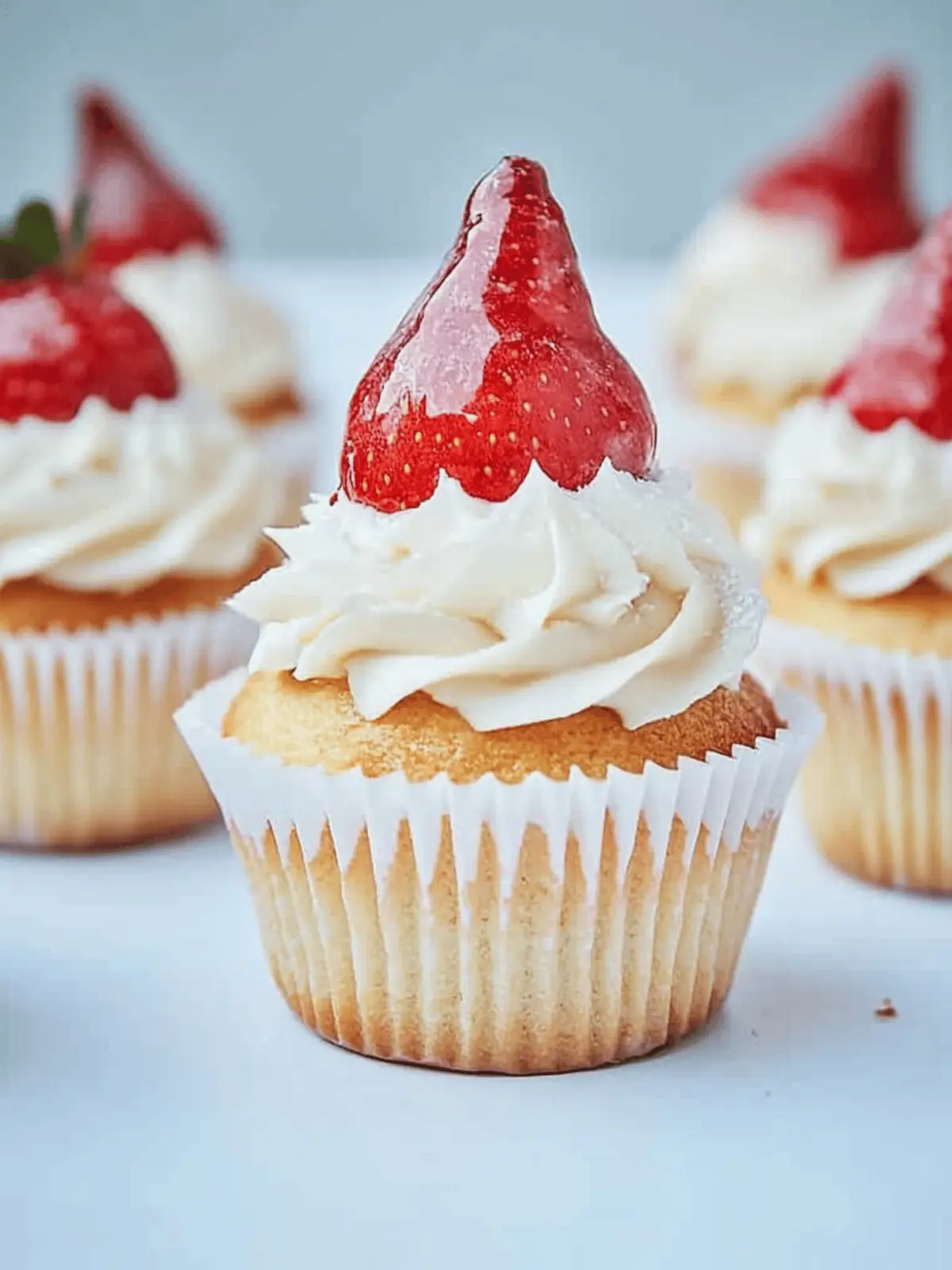 Easiest Santa Strawberry Cupcakes