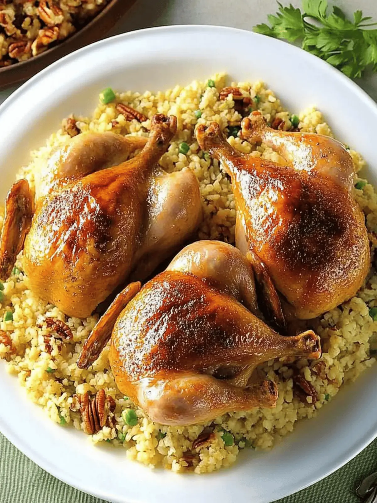 Glazed Cornish Hens with Pecan-Rice Stuffing for Holiday Joy 2 Glazed Cornish Hens with Pecan-Rice Stuffing