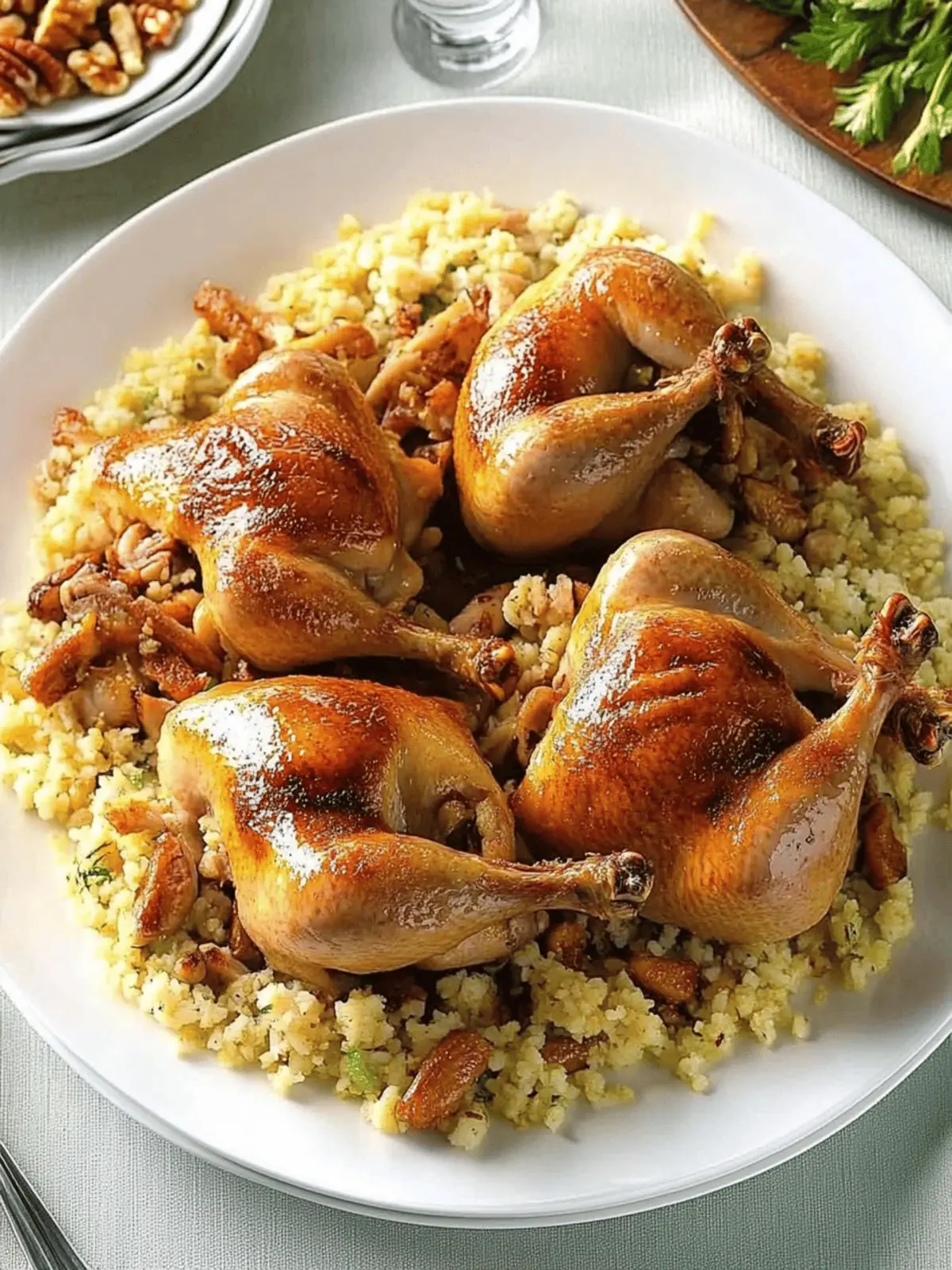 Glazed Cornish Hens with Pecan-Rice Stuffing for Holiday Joy 3 Glazed Cornish Hens with Pecan-Rice Stuffing