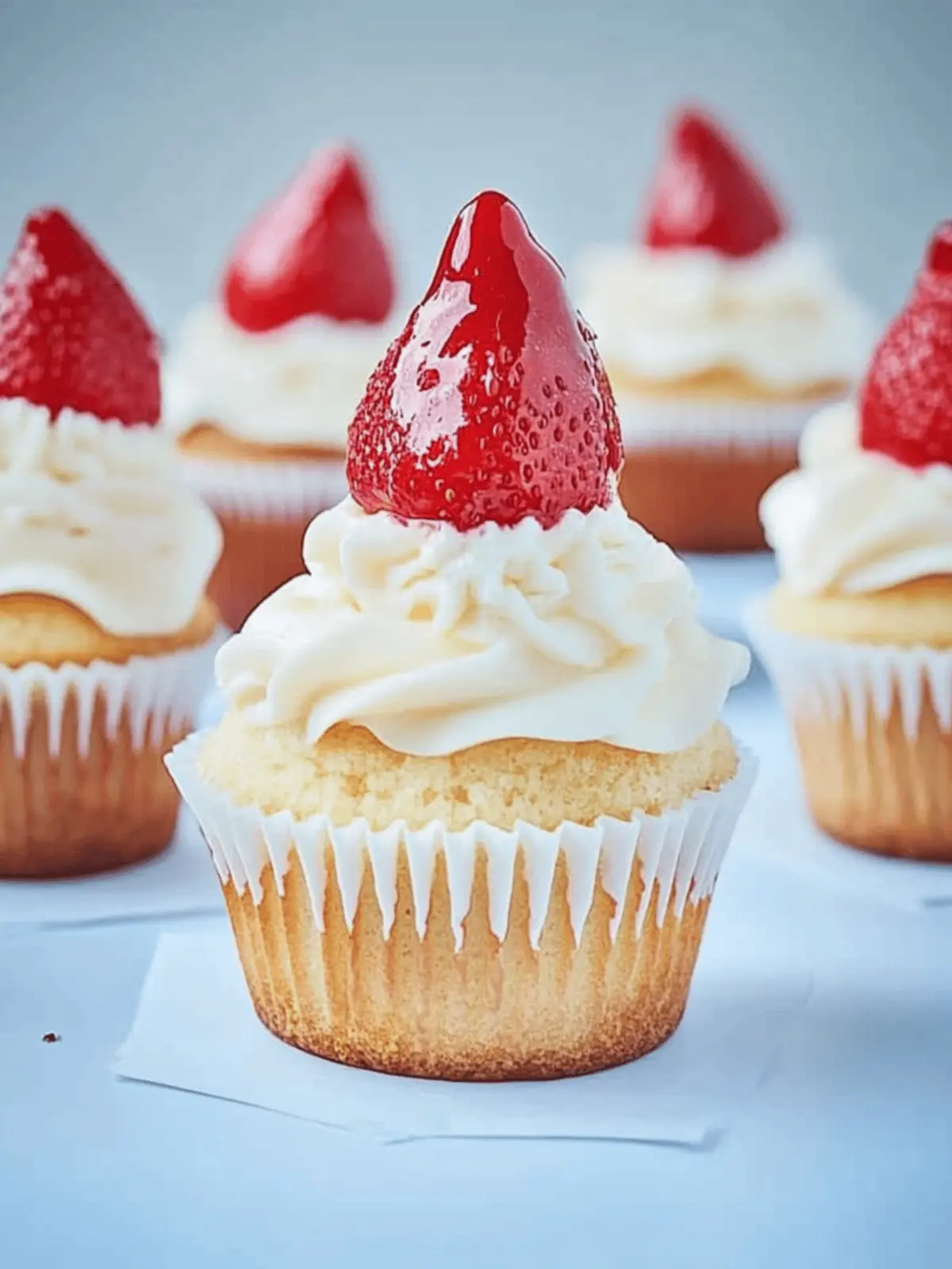 Easiest Santa Strawberry Cupcakes