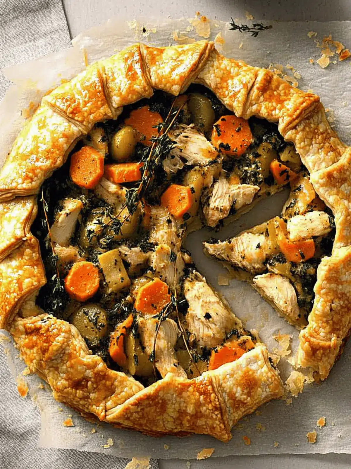 Chicken Potpie Galette with Cheddar-Thyme Crust