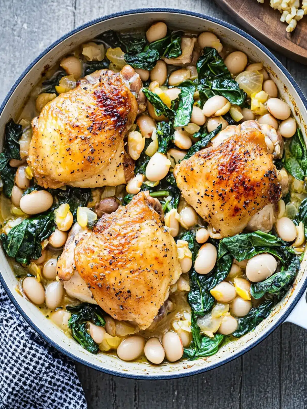 Hearty Chicken Thighs with White Beans and Greens in 30 Minutes 2 Chicken Thighs with White Beans and Greens