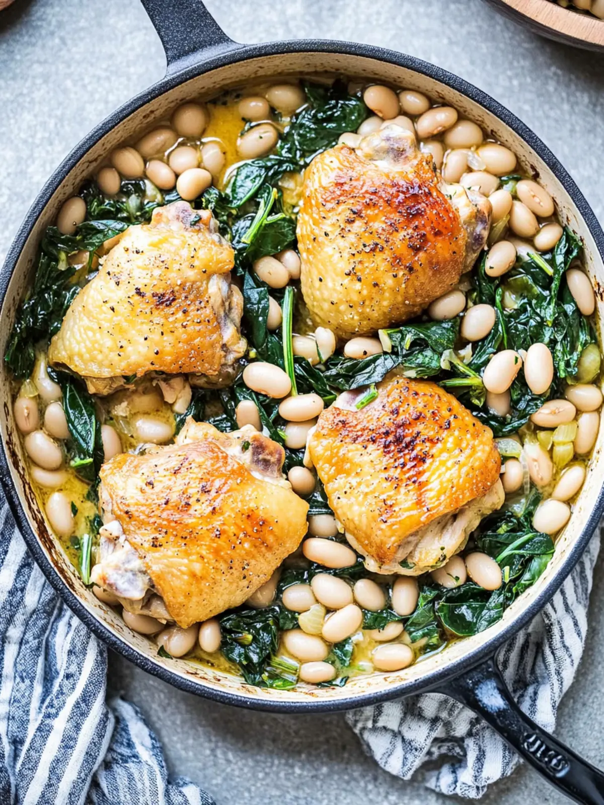 Hearty Chicken Thighs with White Beans and Greens in 30 Minutes 4 Chicken Thighs with White Beans and Greens