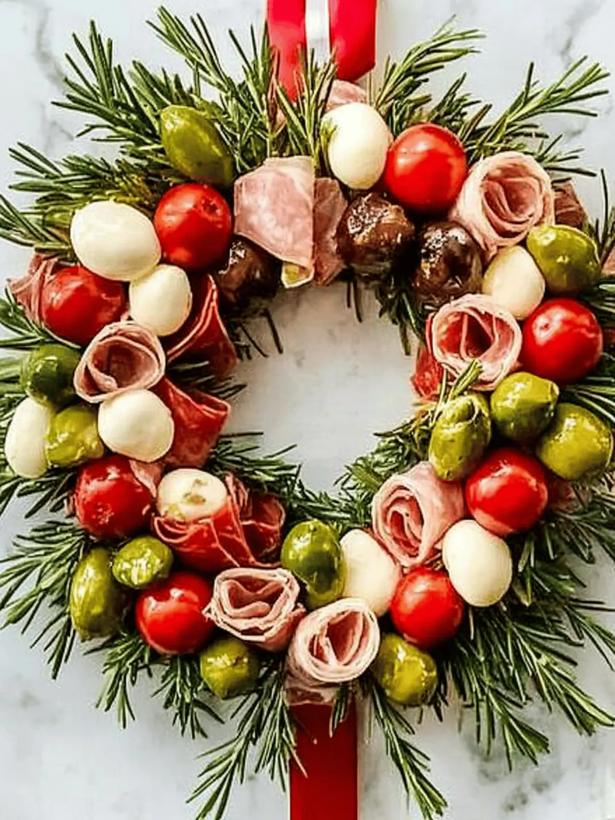 Delicious Christmas Antipasto Wreath Appetizer