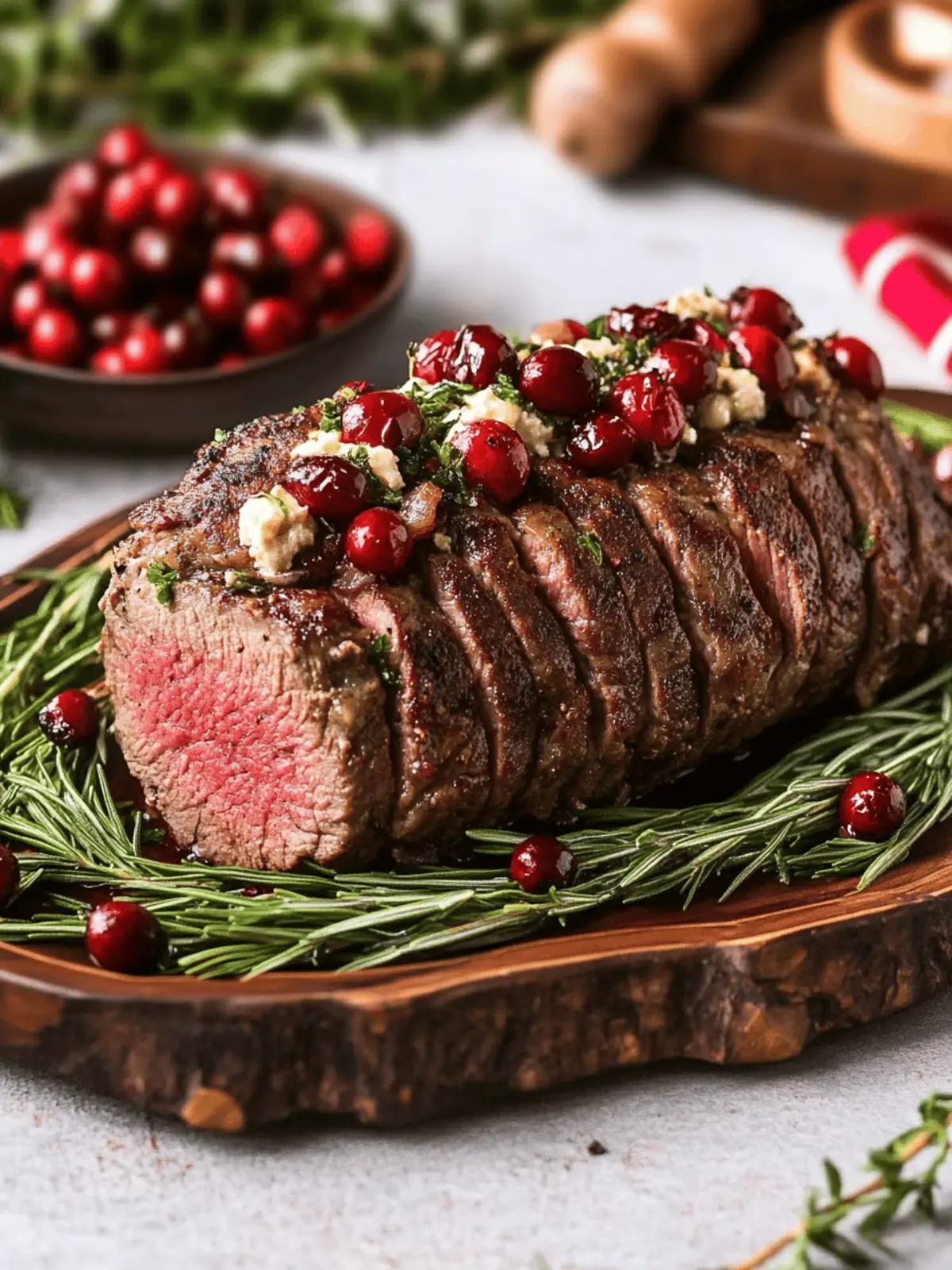 Cranberry Cream Cheese Stuffed Flank Steak