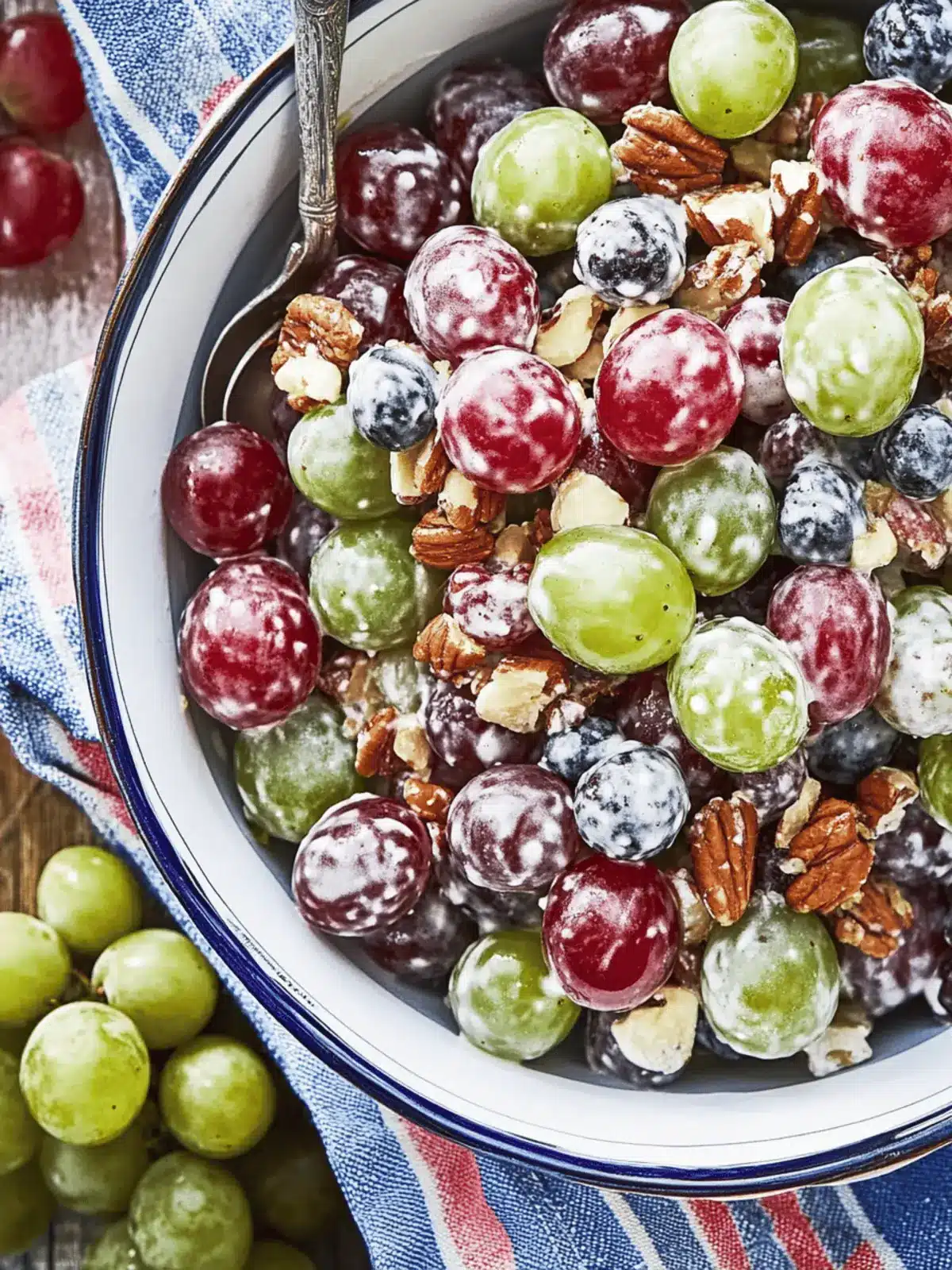 Delicious Grape Salad With Creamy Dressing and Crunchy Pecans 3 Grape Salad