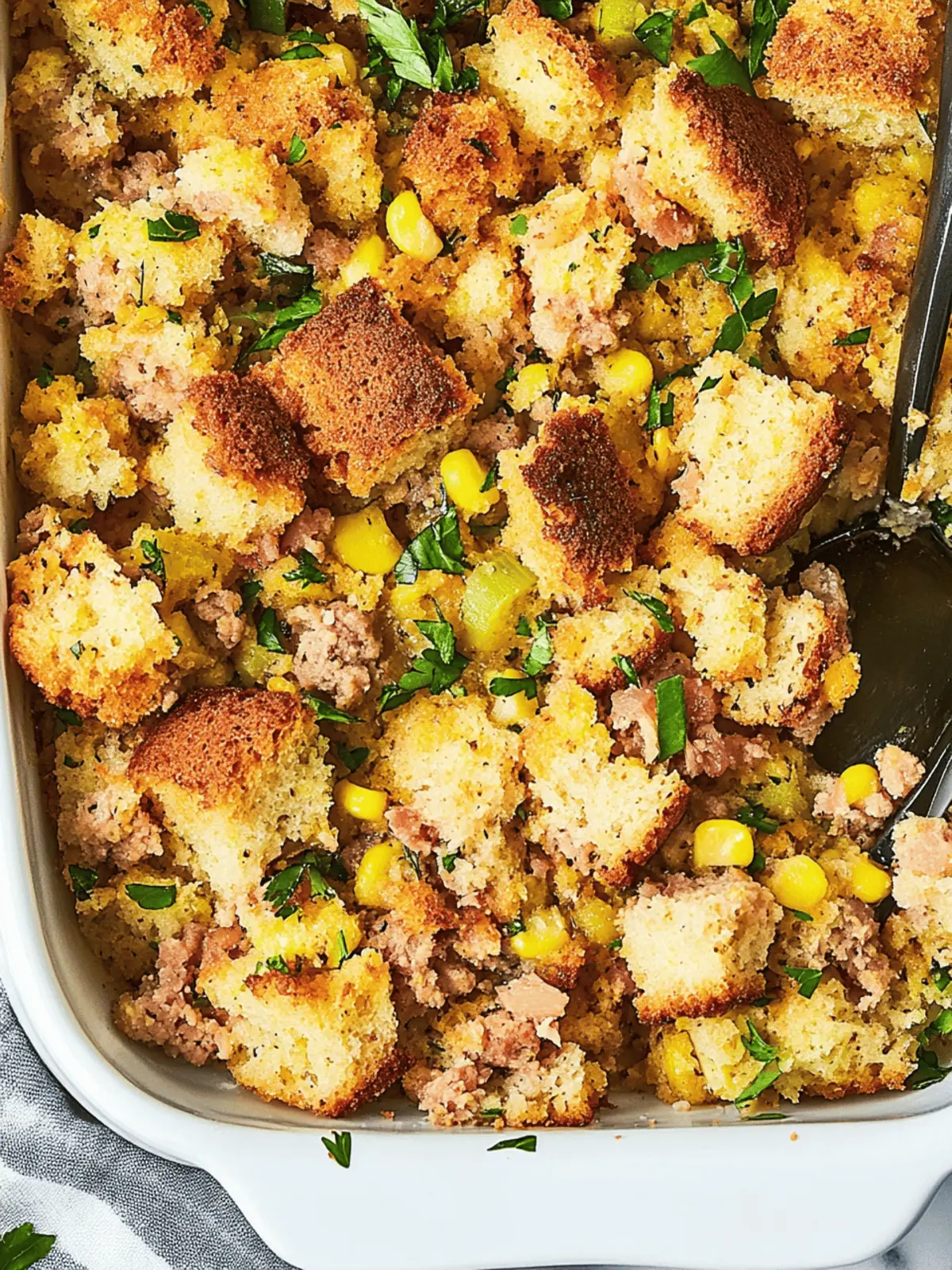 Savory Cornbread Dressing with Hearty Italian Sausage Magic 4 Cornbread Dressing