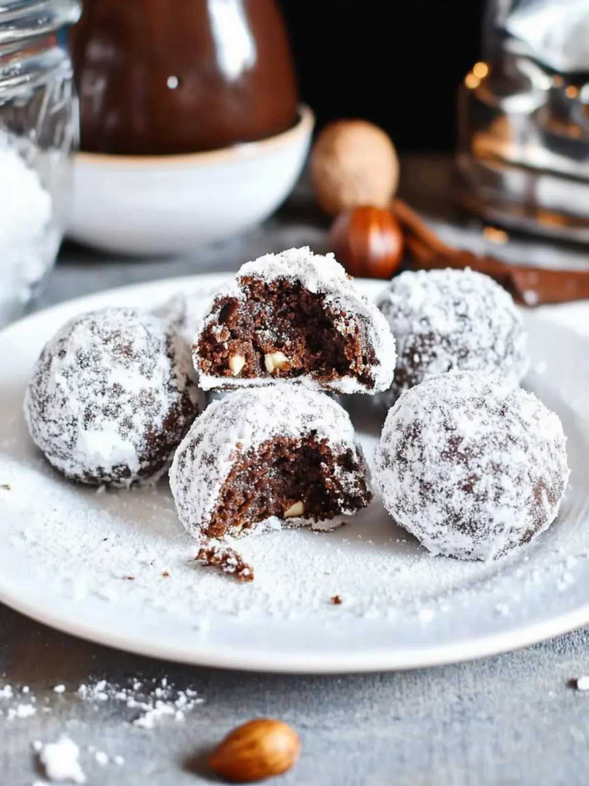 Chocolate Hazelnut Snowball Cookies