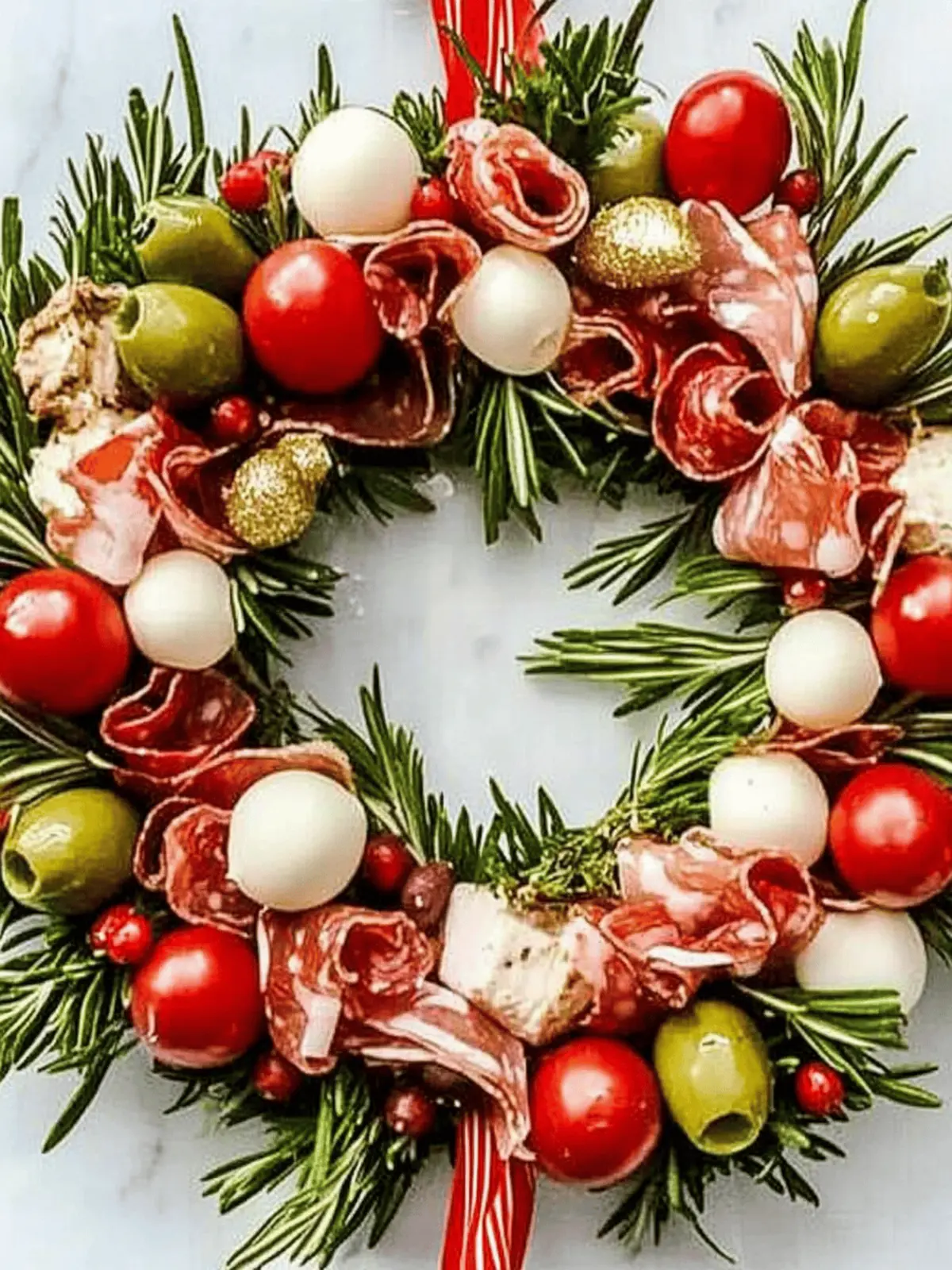 Delicious Christmas Antipasto Wreath Appetizer