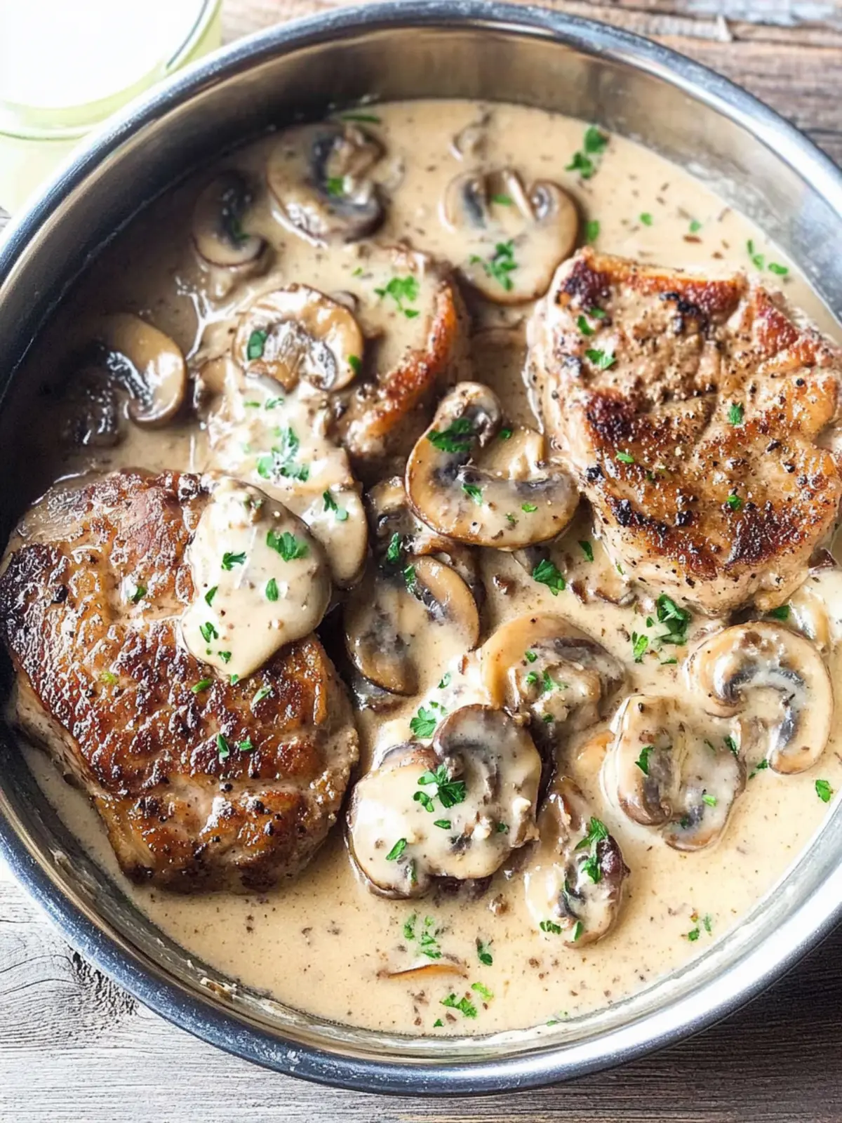 Instant Pot Pork Chops in Creamy Mushroom Sauce