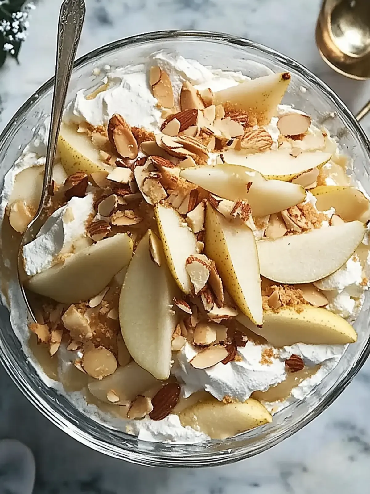 Pear & almond pavlova trifle