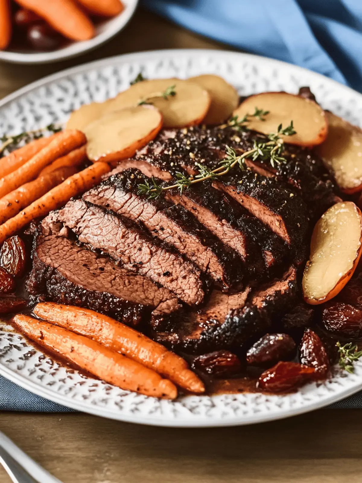 Beef Brisket with Savory Carrots & Dried Plums