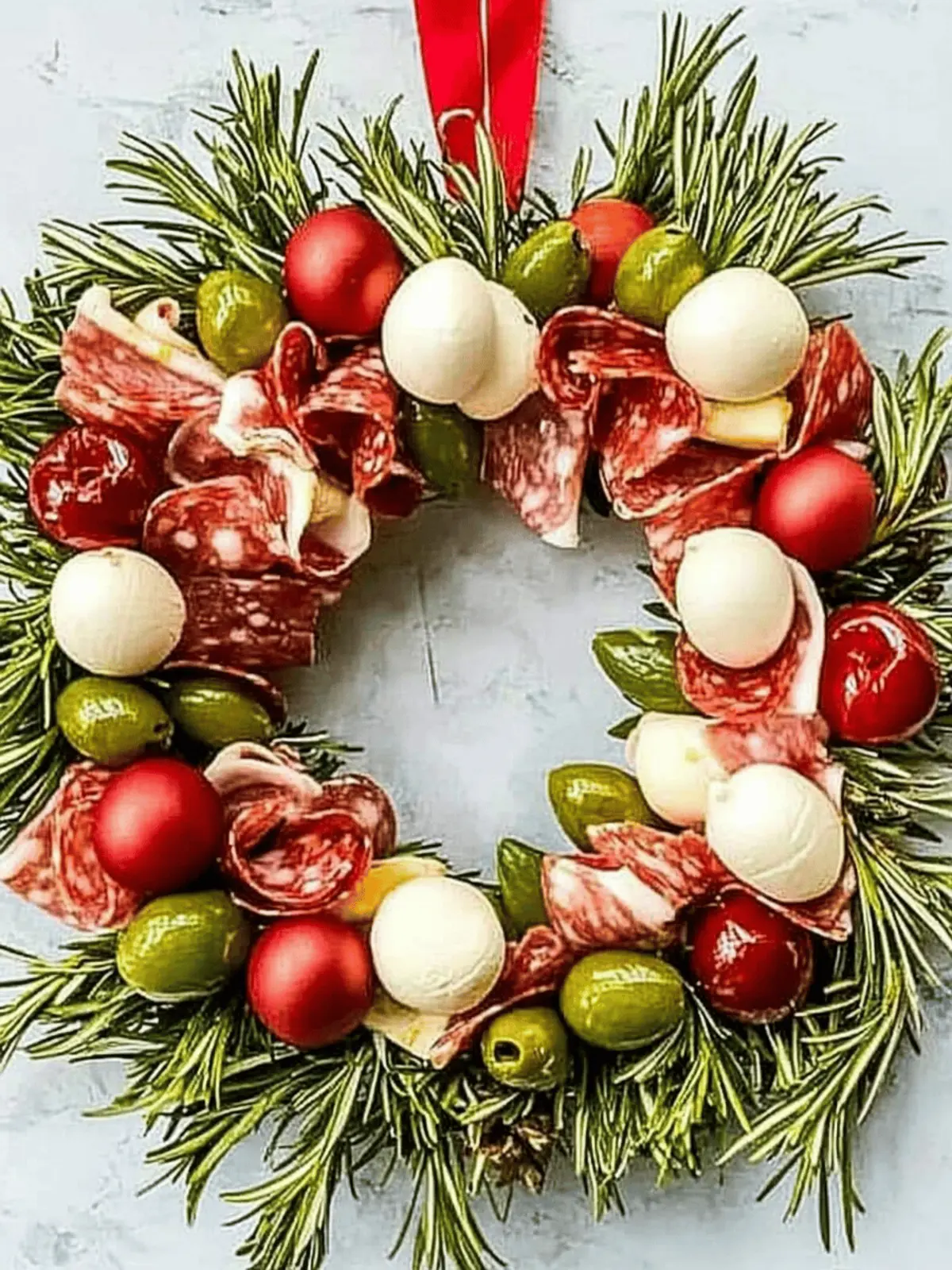 Delicious Christmas Antipasto Wreath Appetizer