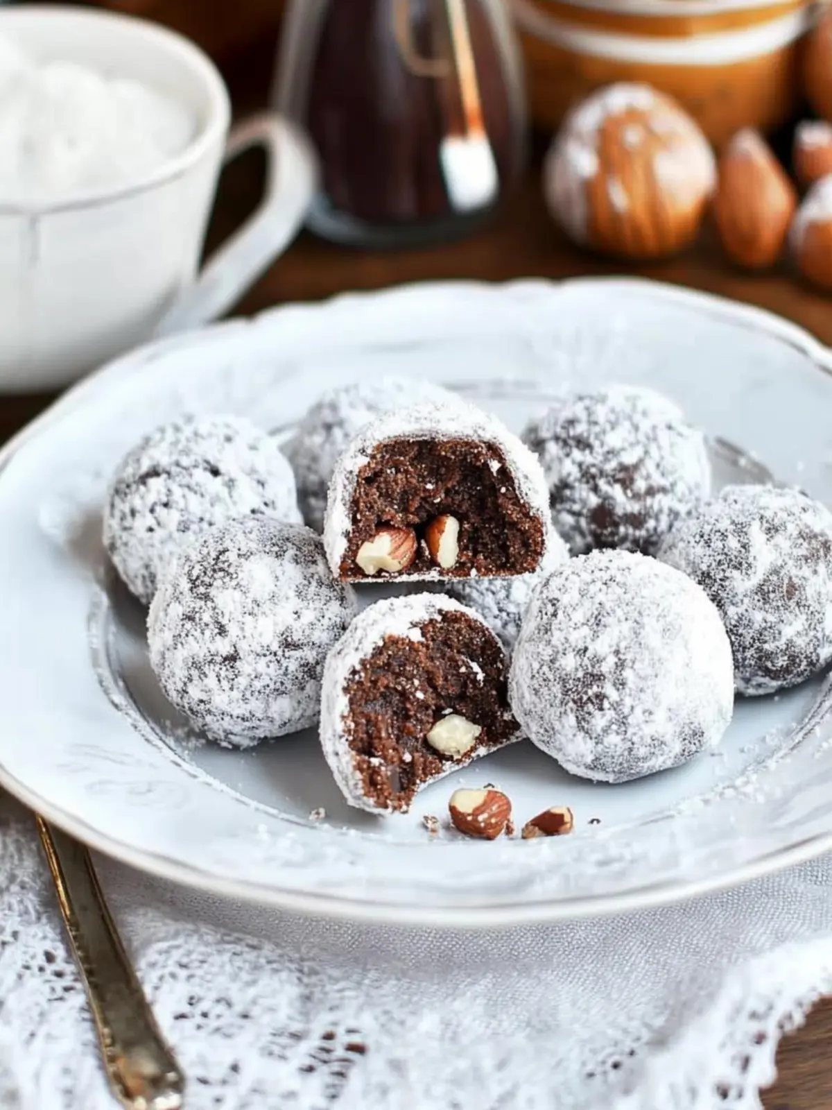 Chocolate Hazelnut Snowball Cookies