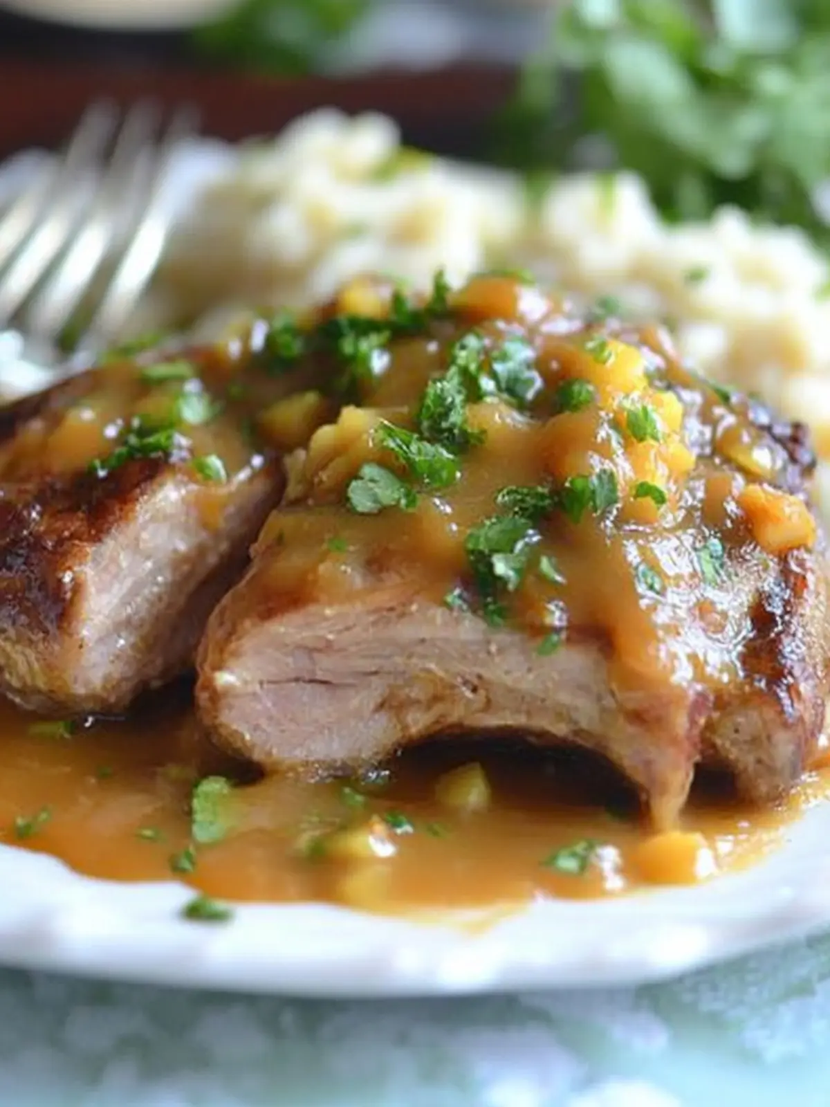 Slow Cooked Peach Barbecue Smothered Pork Chops Bliss 2 Slow Cooked Peach Barbecue Smothered Pork Chops