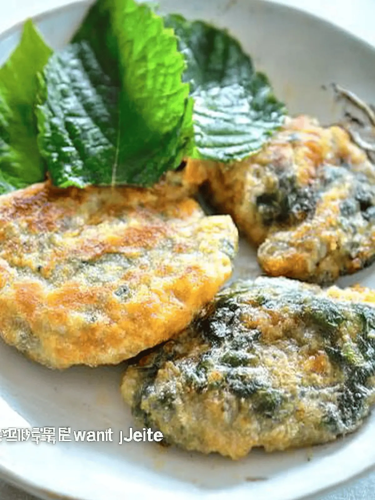 Delicious Wanja Jeon and Kkaennip Jeon: Savory Beef Treats 4 Pan-Fried Beef Patties (Wanja Jeon) and Stuffed Perilla Leaves (Kkaennip Jeon)