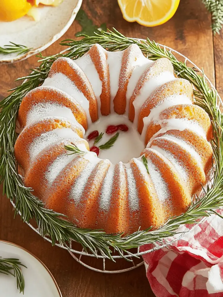 Rosemary-Lemon Bundt Cake with Candied Rosemary