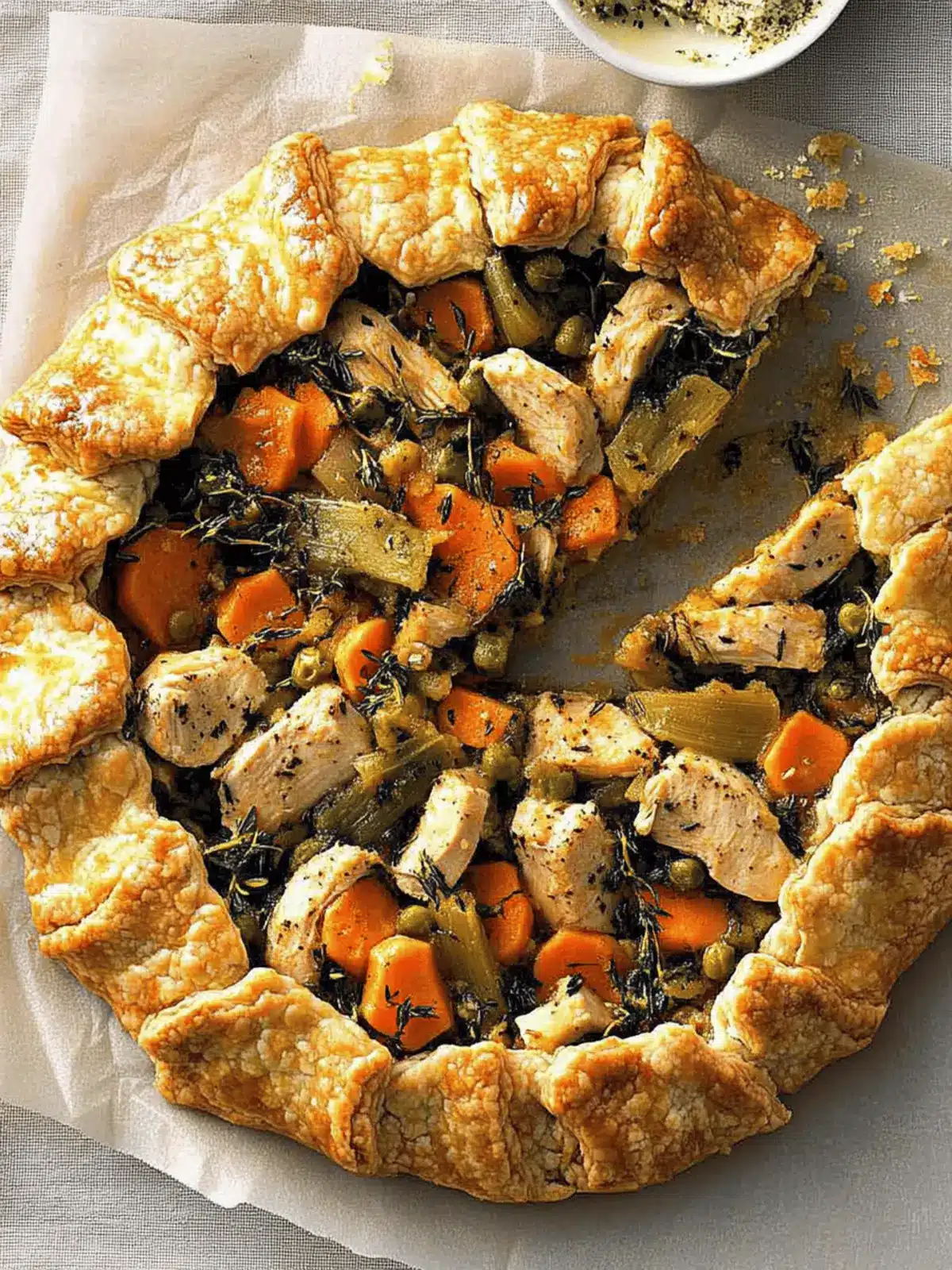 Chicken Potpie Galette with Cheddar-Thyme Crust