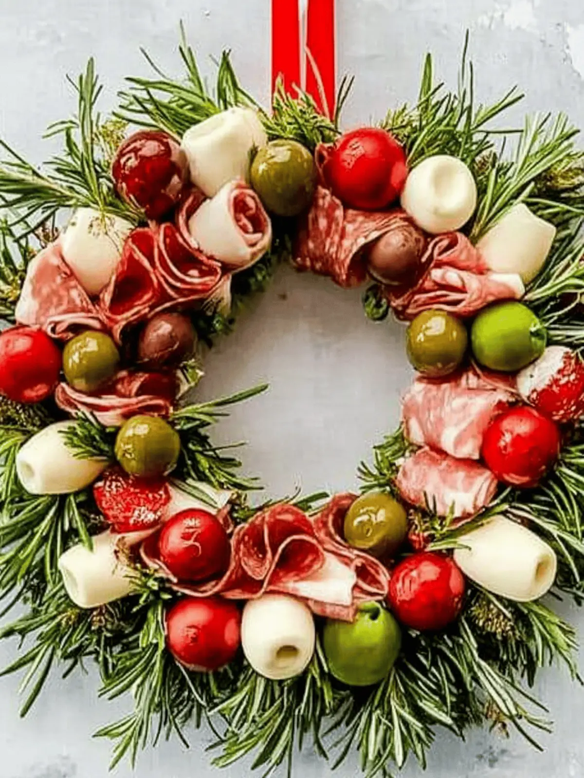 Delicious Christmas Antipasto Wreath Appetizer