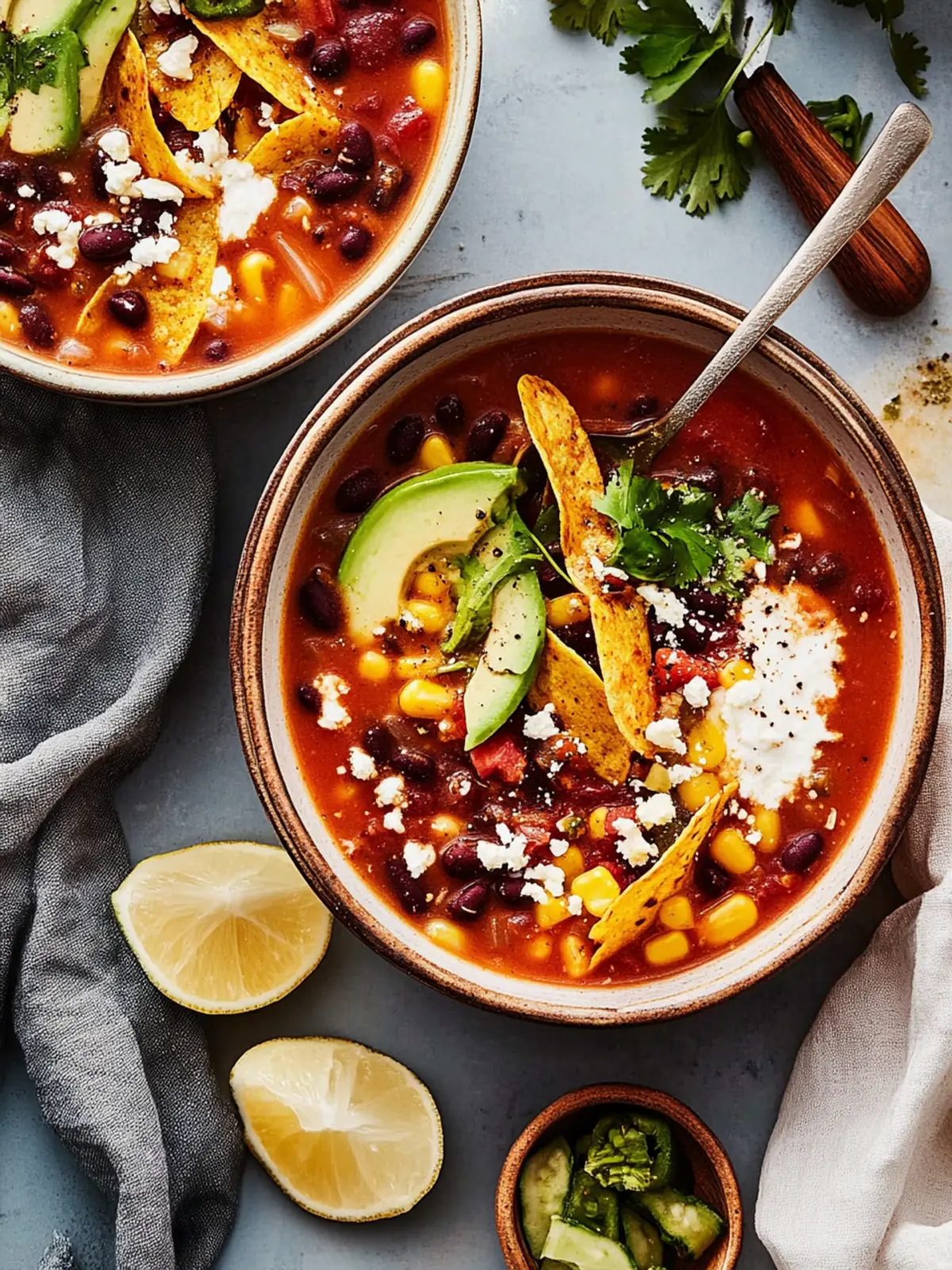 Hearty Vegetarian Tortilla Soup: Comfort in Every Spoonful 2 Vegetarian Tortilla Soup