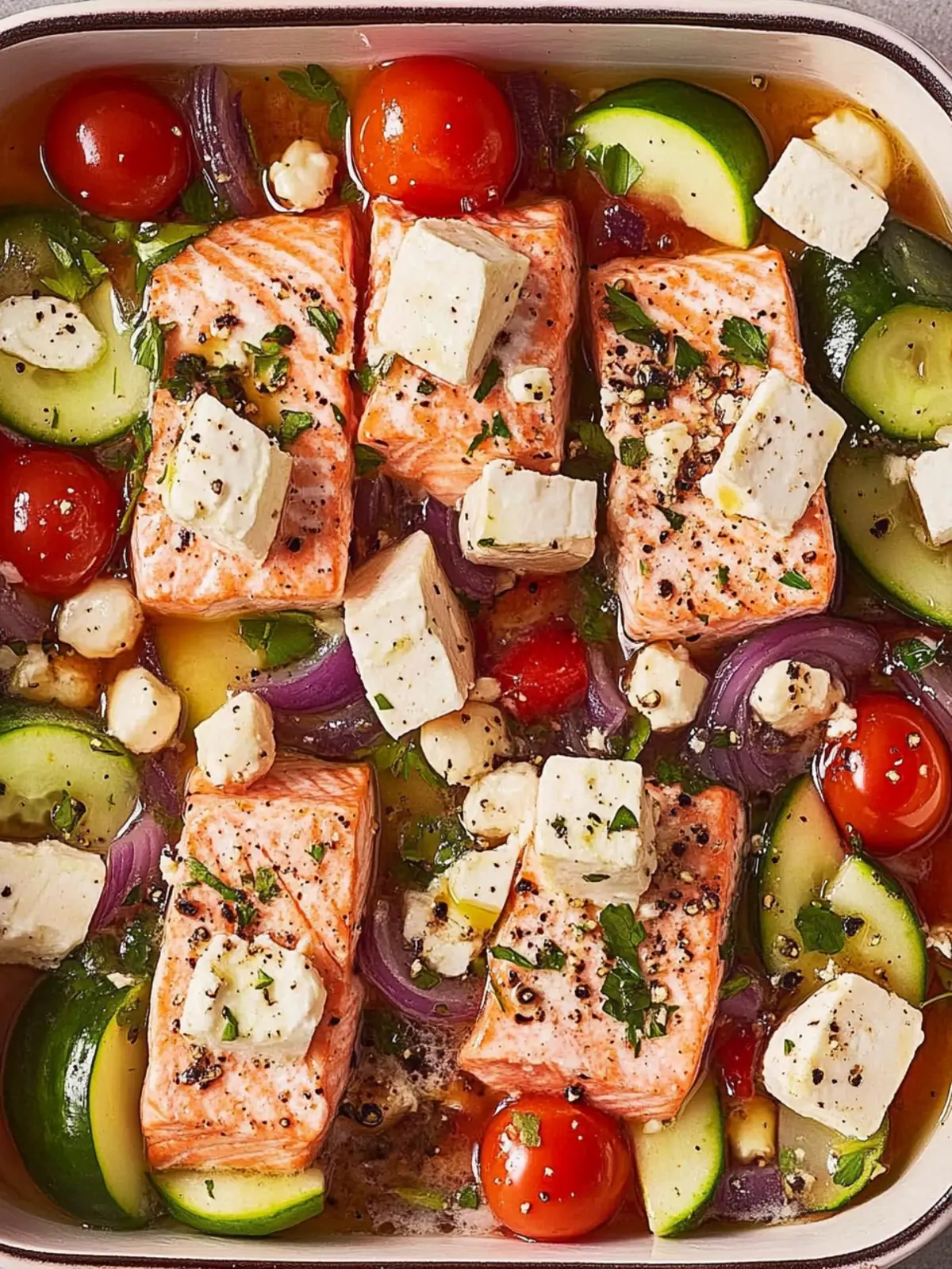 Greek Salmon Delight: Quick, Healthy, and Flavor-Packed! 2 Greek Salmon