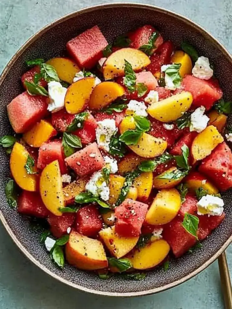 Juicy Watermelon Peach Salad