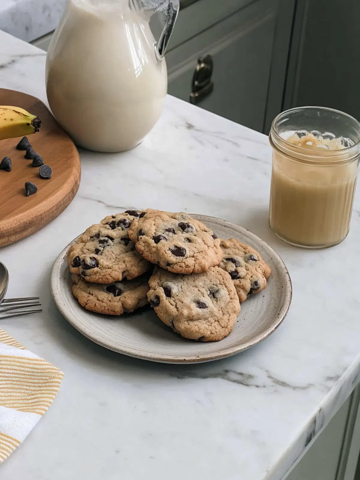 Warm Banana Chocolate Chip Cookies in Just 30 Minutes 4 Banana Chocolate Chip Cookies