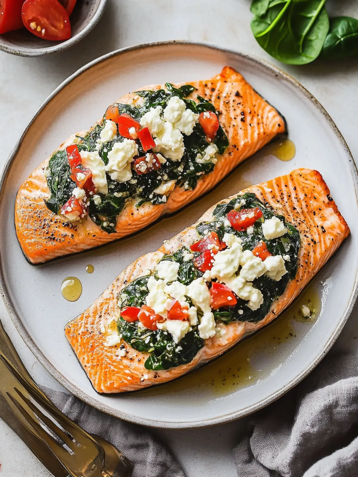 Stuffed Salmon With Spinach & Feta for a Quick Gourmet Dinner 2 Stuffed Salmon With Spinach & Feta